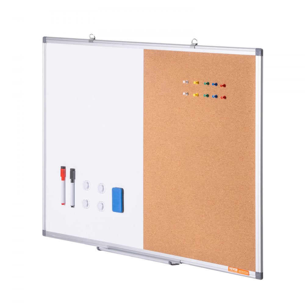 VEVOR 24"x 18" Whiteboard & Cork Board Combo with Aluminum Frame for School Home 