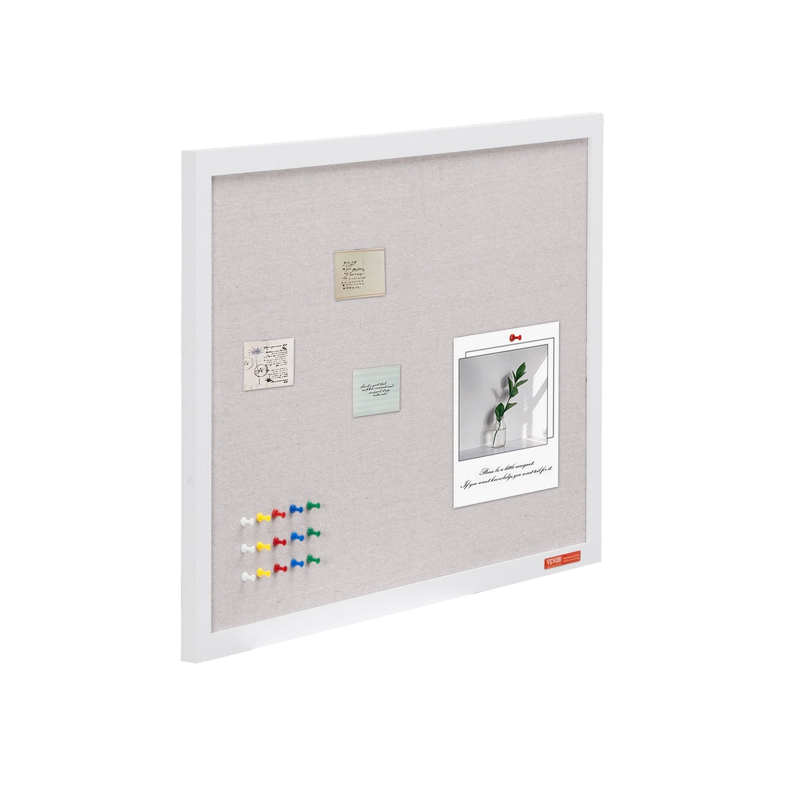 VEVOR 30"x20" White Cork Board with Linen Surface Wall-Mounted Bulletin Board 