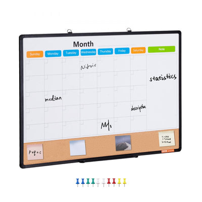 VEVOR 36"x24" Monthly Calendar Whiteboard & Cork Board Combo with Aluminum Frame 