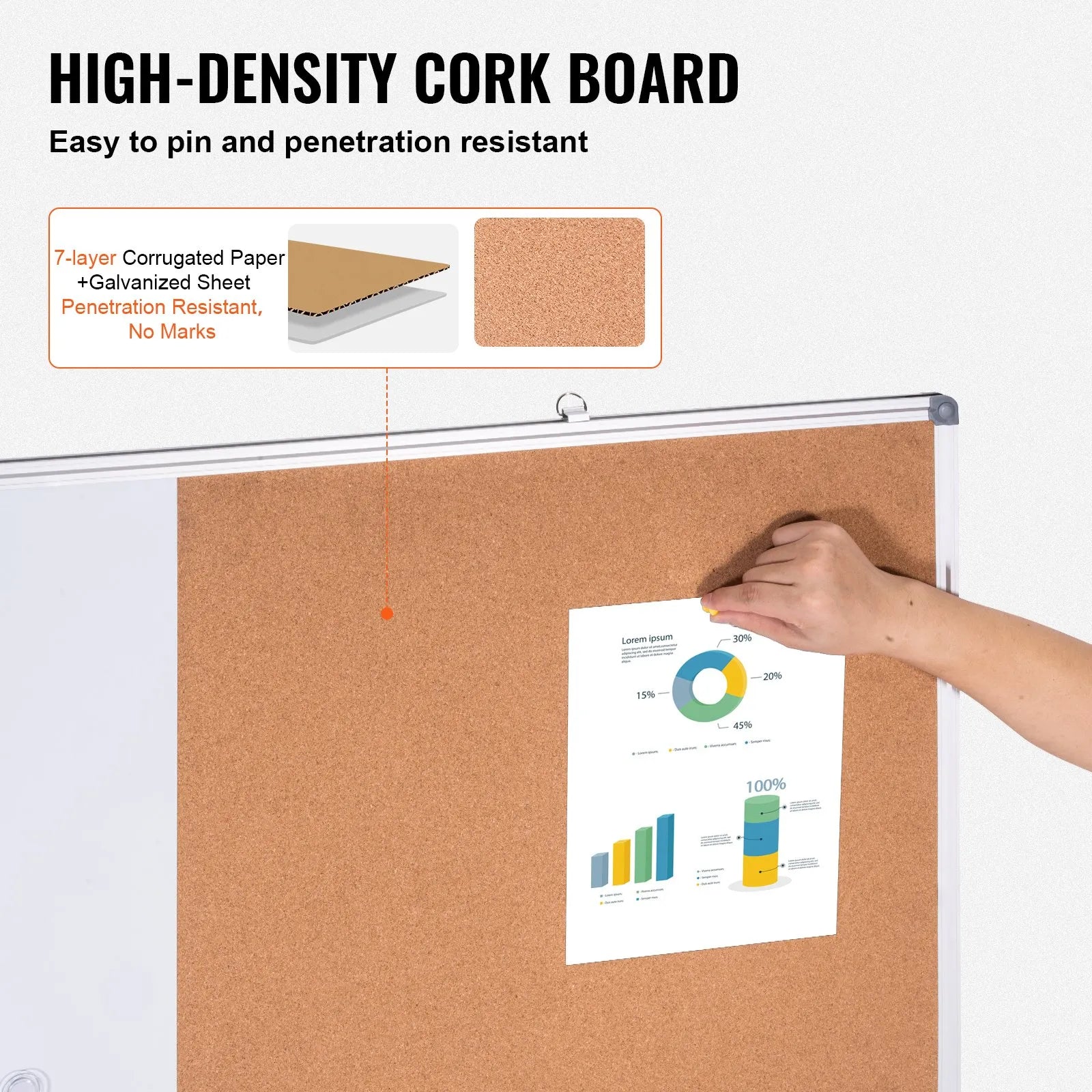VEVOR 48"x 36" Whiteboard & Cork Board Combo with Aluminum Frame for School Home
