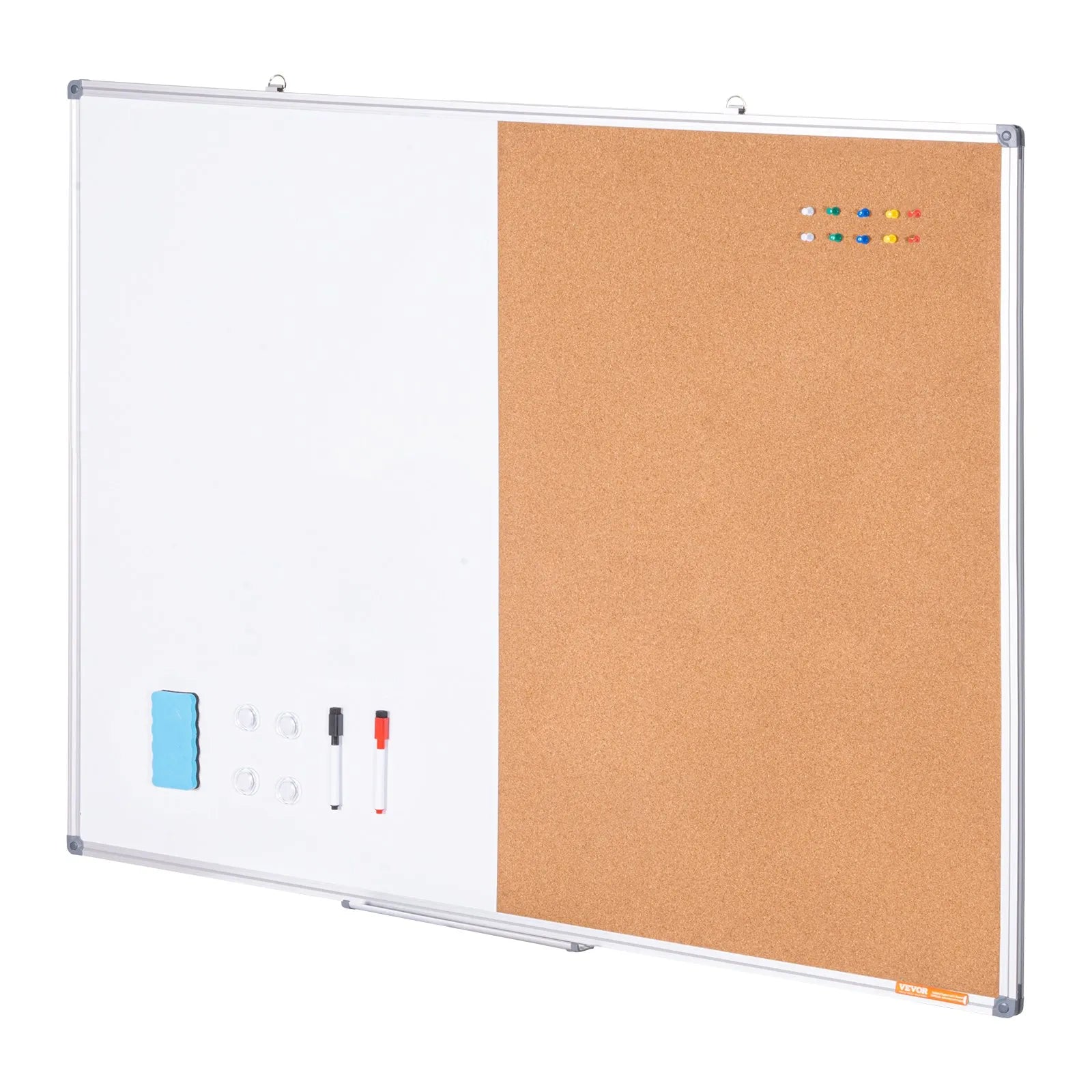 VEVOR 48"x 36" Whiteboard & Cork Board Combo with Aluminum Frame for School Home