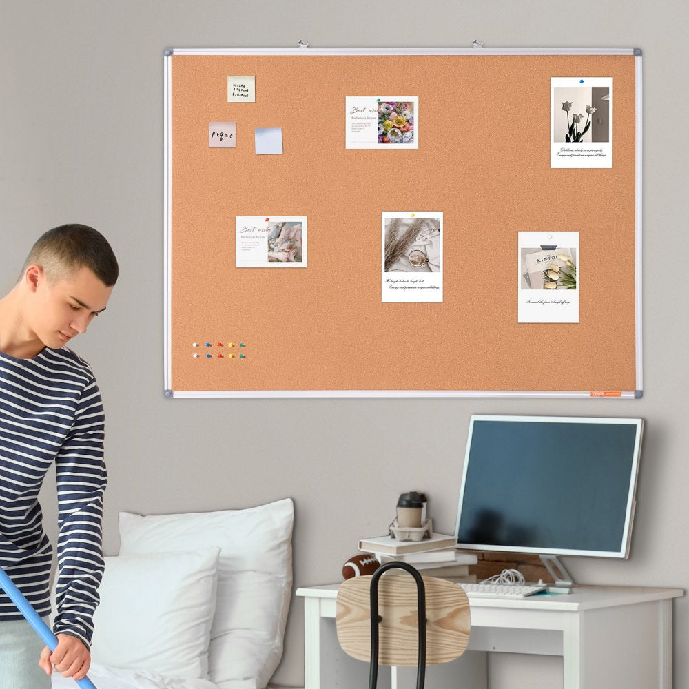 VEVOR 48"x36" Large Cork Board – Wall-Mounted Bulletin Board with Pin Board 