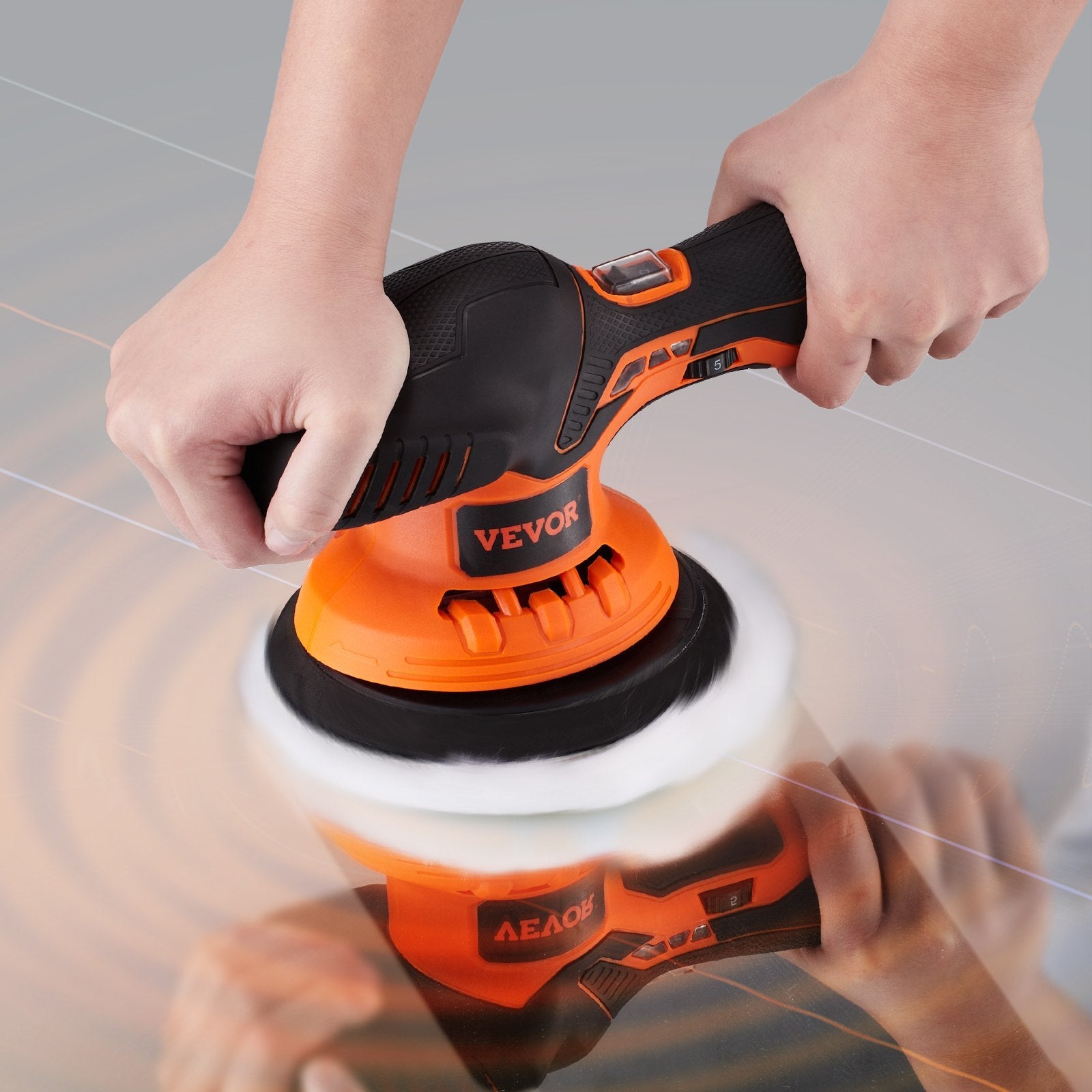 VEVOR Cordless Buffer Polisher, 6-Inch Random Orbital Polisher for Cars, 6 Variable Speed 5200RPM, with 1PC 12V Rechargeable Battery, Wireless Polisher Kit for Car Detailing/Polishing/Waxing 