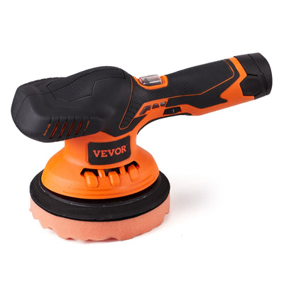 VEVOR Cordless Buffer Polisher, 6-Inch Random Orbital Polisher for Cars, 6 Variable Speed 5200RPM, with 1PC 12V Rechargeable Battery, Wireless Polisher Kit for Car Detailing/Polishing/Waxing 