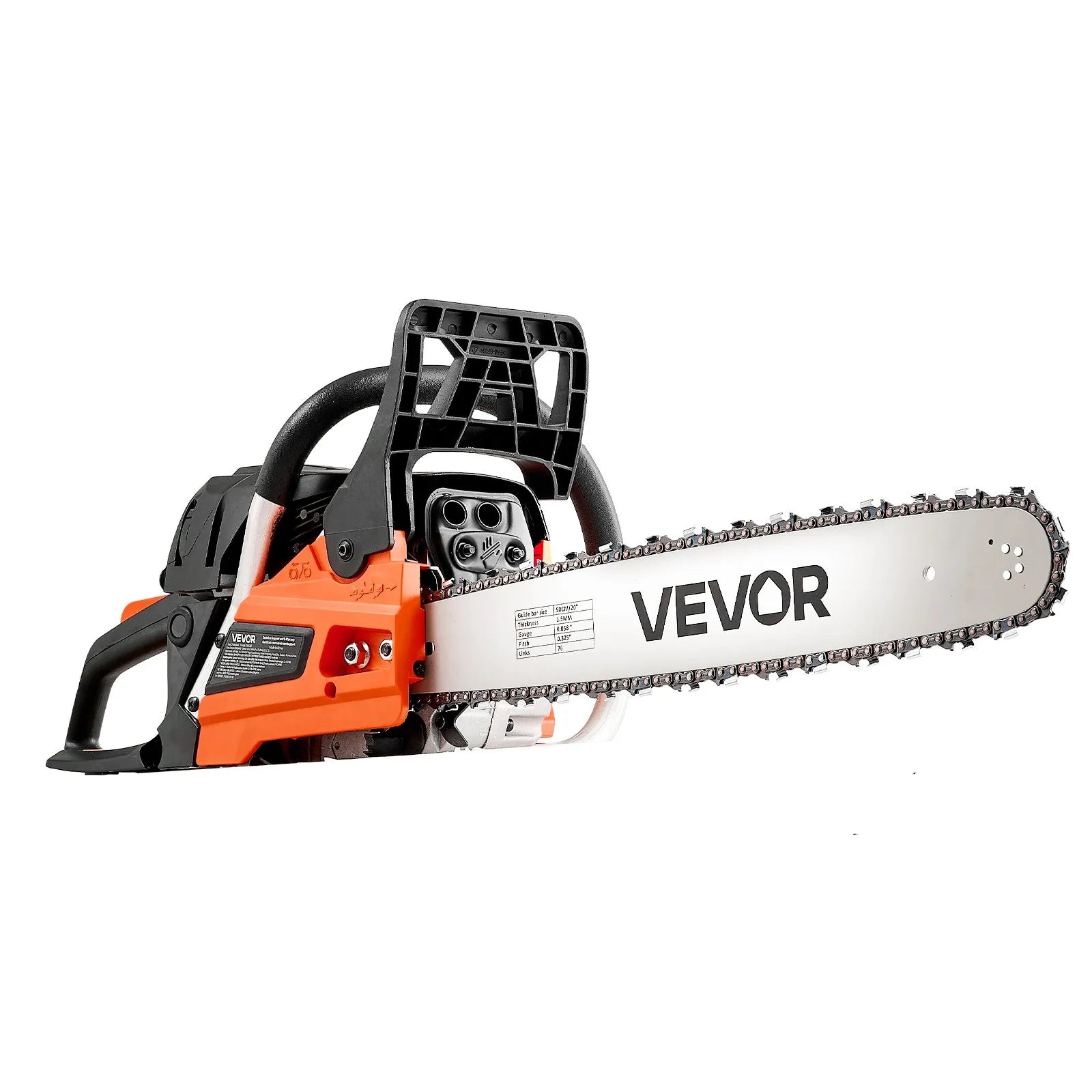 62cc Gas Powered Chainsaw with 20" & 22" Guide Bars, 3.8 HP 2-Stroke Engine
