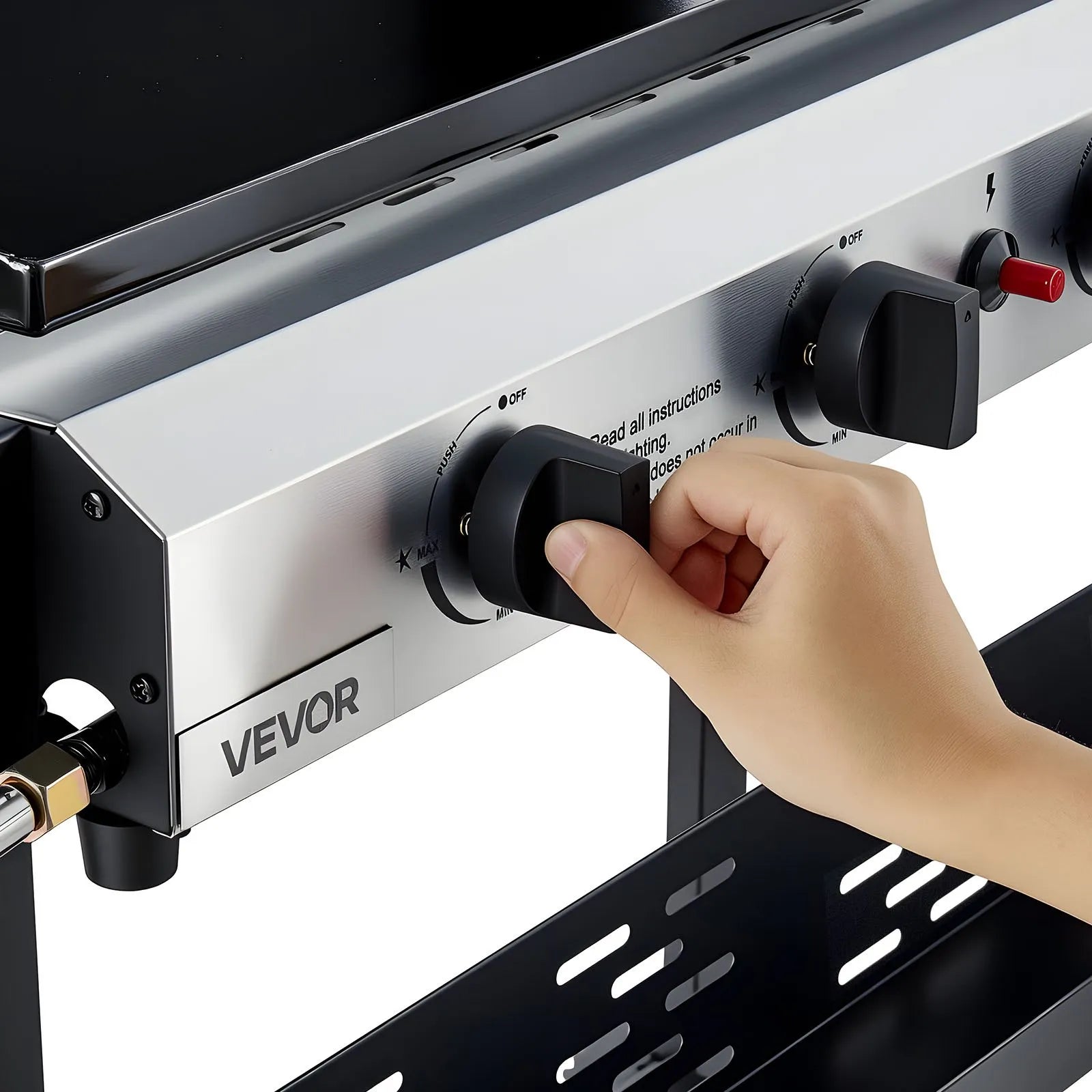 VEVOR Gas Griddle, 4-Burner Flat Top Grill, 29 inch Grill Plate Propane Griddle with Wheels, Lid, 28000 BTU Outdoor Flat Top Grills for Pan-Frying, Grilling, Stir-Frying, & BBQ, Pulse Ignition 