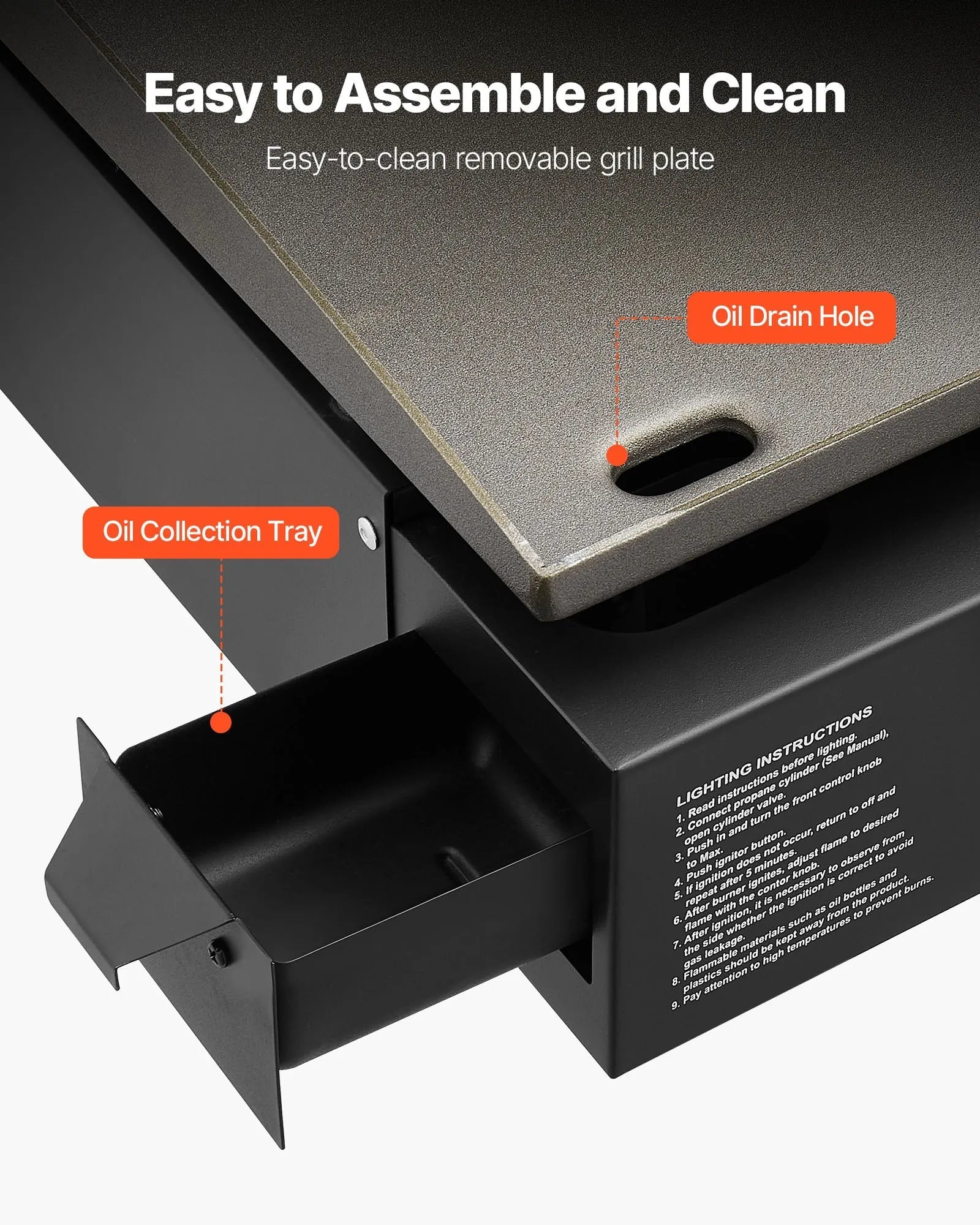 VEVOR Gas Griddle, 2 Burner Tabletop Griddle, 22 inch Portable Griddles Propane with Lid, Oil Drain Hole & Oil Collection Tray, 2 x 11000BTU Camping Flat Top Grill for Outdoor Cooking, Tailgating 