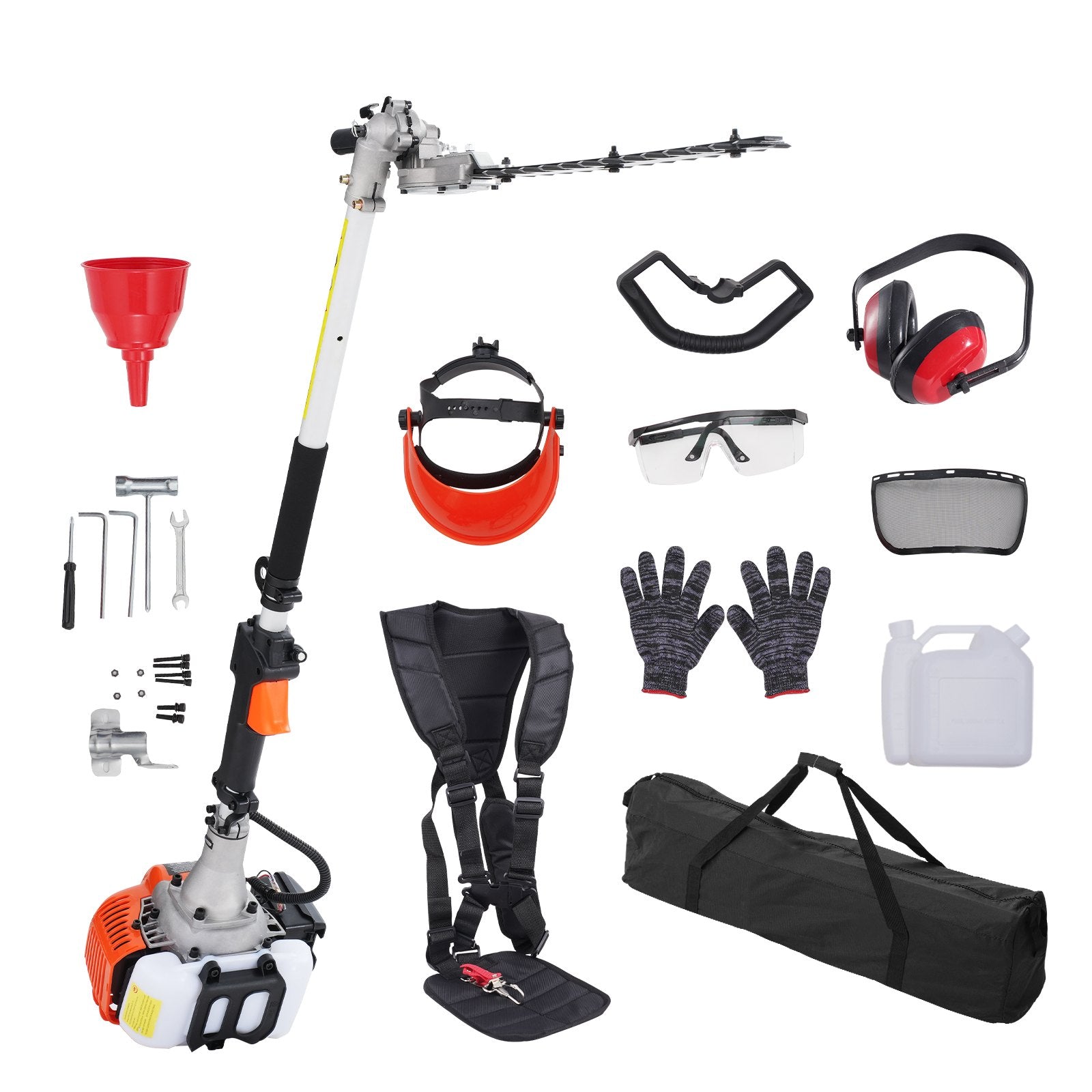 VEVOR 15.7-inch 26CC 2 Cycle Gas Hedge Trimmer, Gas Powered Pole Hedge Trimmer with Dual Sided Dual Action Blade, 270° Adjustable Trimmer Head, Suitable for Trimming Shrubs, Bushes 