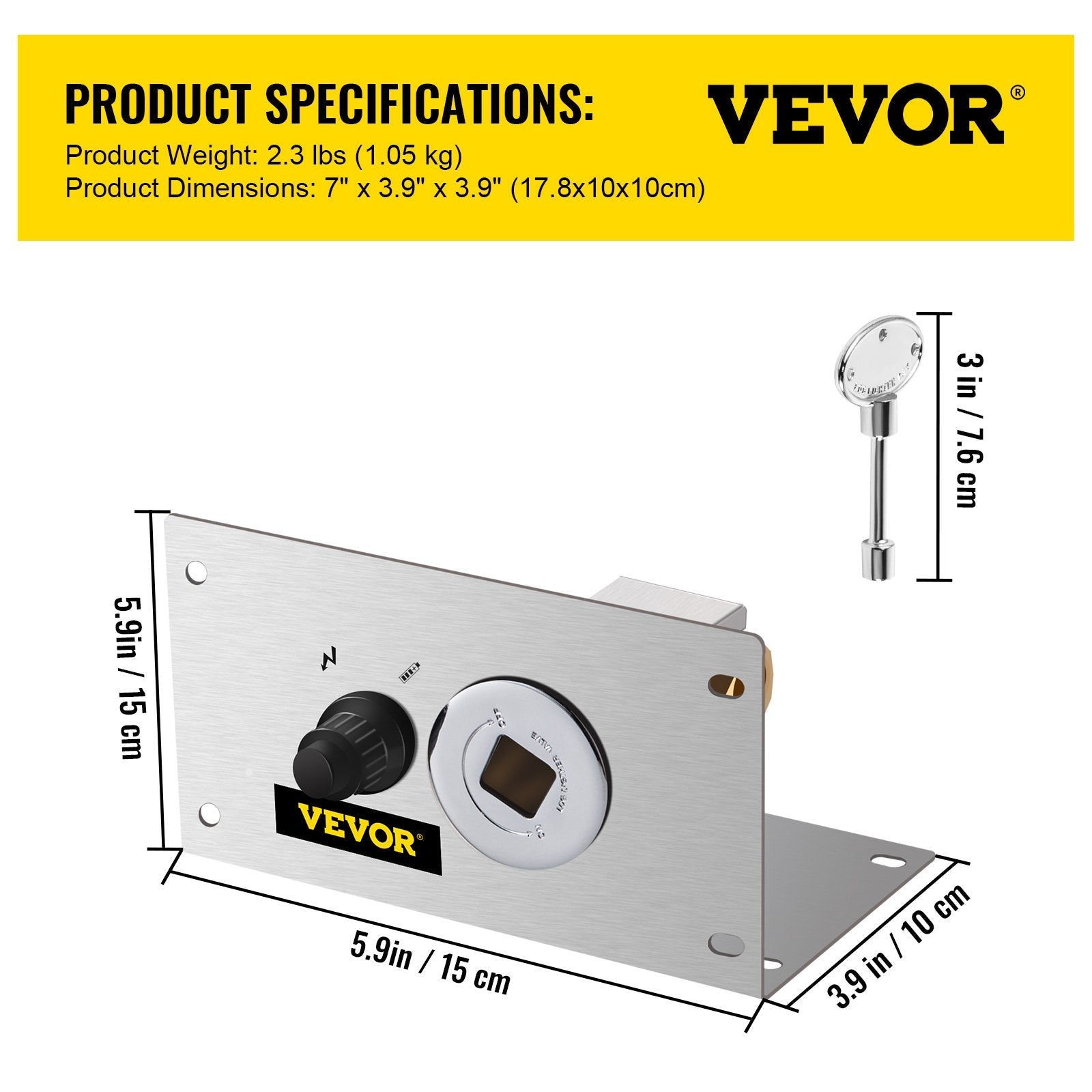 VEVOR Fire Pit Gas Burner Spark Ignition Kit, 300K BTU Fire Pit Ignition System, Stainless Steel Fire Pit Igniter, with 1/2'' Key Valve with Key and Leads & Ground Wire Silver 