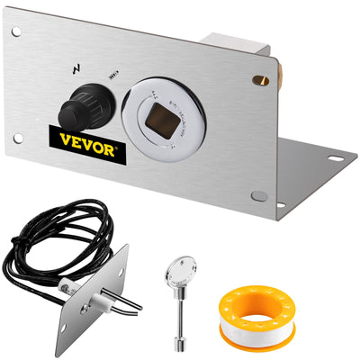 VEVOR Fire Pit Gas Burner Spark Ignition Kit, 300K BTU Fire Pit Ignition System, Stainless Steel Fire Pit Igniter, with 1/2'' Key Valve with Key and Leads & Ground Wire Silver 