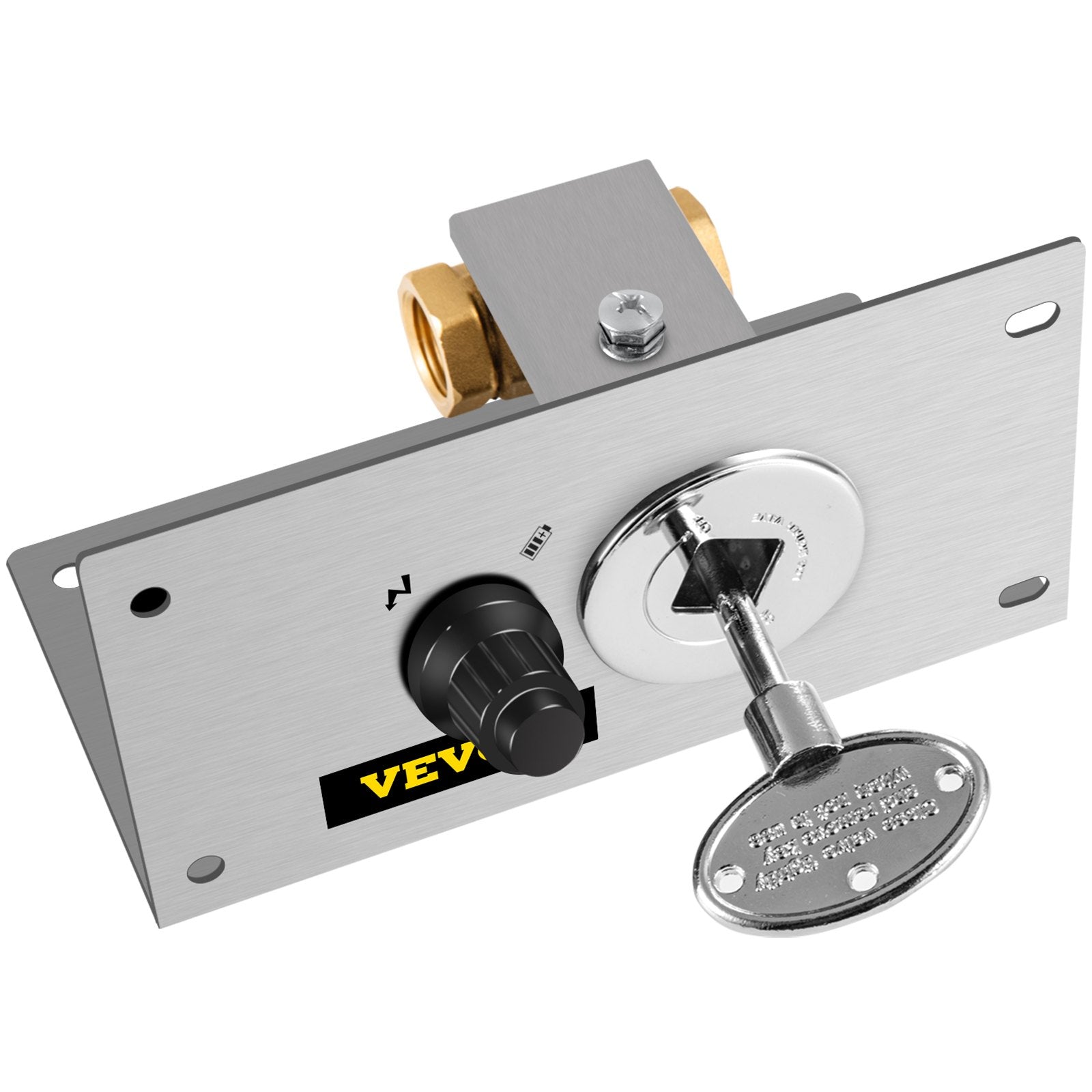 VEVOR Fire Pit Gas Burner Spark Ignition Kit, 300K BTU Fire Pit Ignition System, Stainless Steel Fire Pit Igniter, with 1/2'' Key Valve with Key and Leads & Ground Wire Silver 