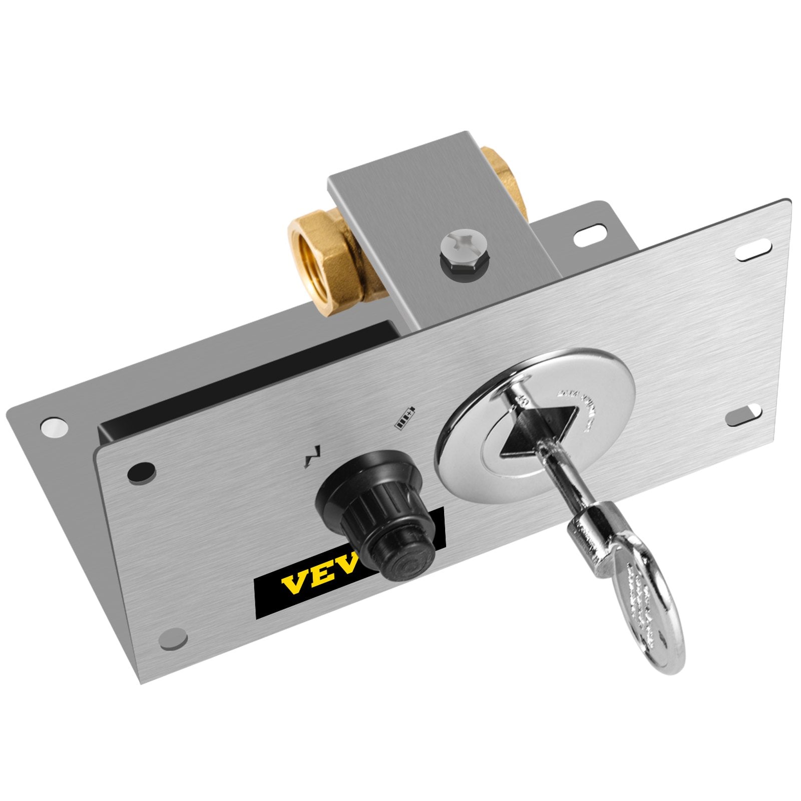 VEVOR Fire Pit Gas Burner Spark Ignition Kit, 300K BTU Fire Pit Ignition System, Stainless Steel Fire Pit Igniter, with 1/2'' Key Valve with Key and Leads & Ground Wire Silver 