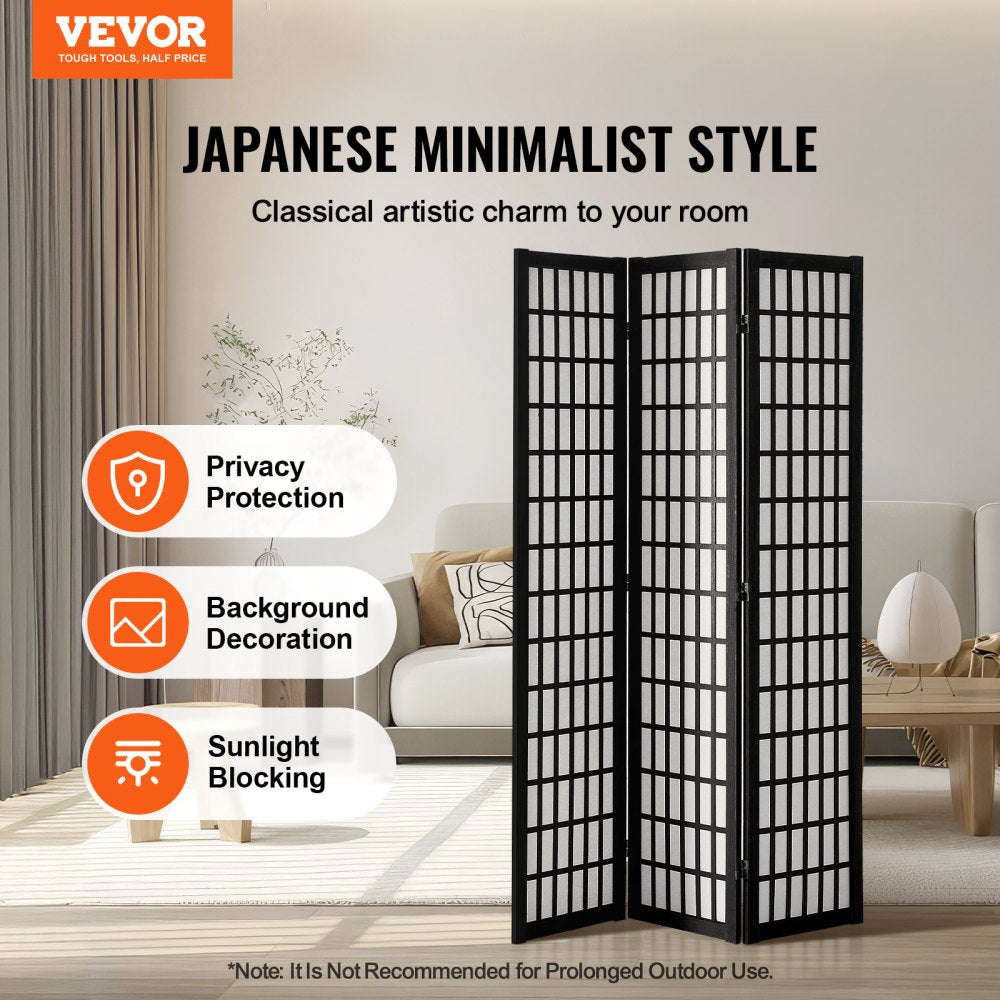 VEVOR Room Divider Japanese Wall Divider 3 Panel Screen for Room Separation 
