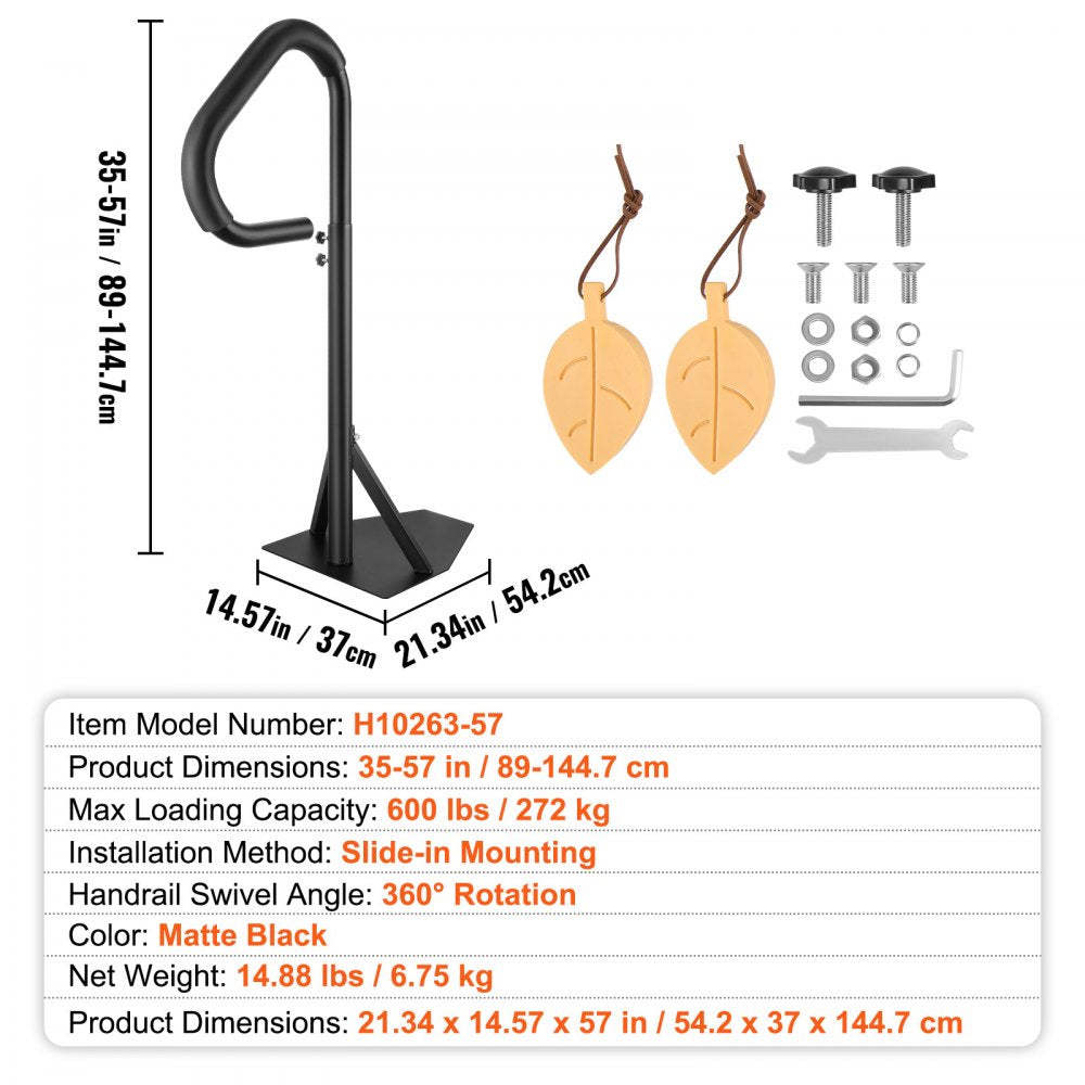 VEVOR Hot Tub Handrail, 360 Rotatable Spa Side Handrail with 35"-57" Adjustable Height, Rust-proof Aluminum Spa Step Hot Tub Hand Rail with Slide-Under Mount Base for Indoor & Outdoor, 600LBS Capacity 