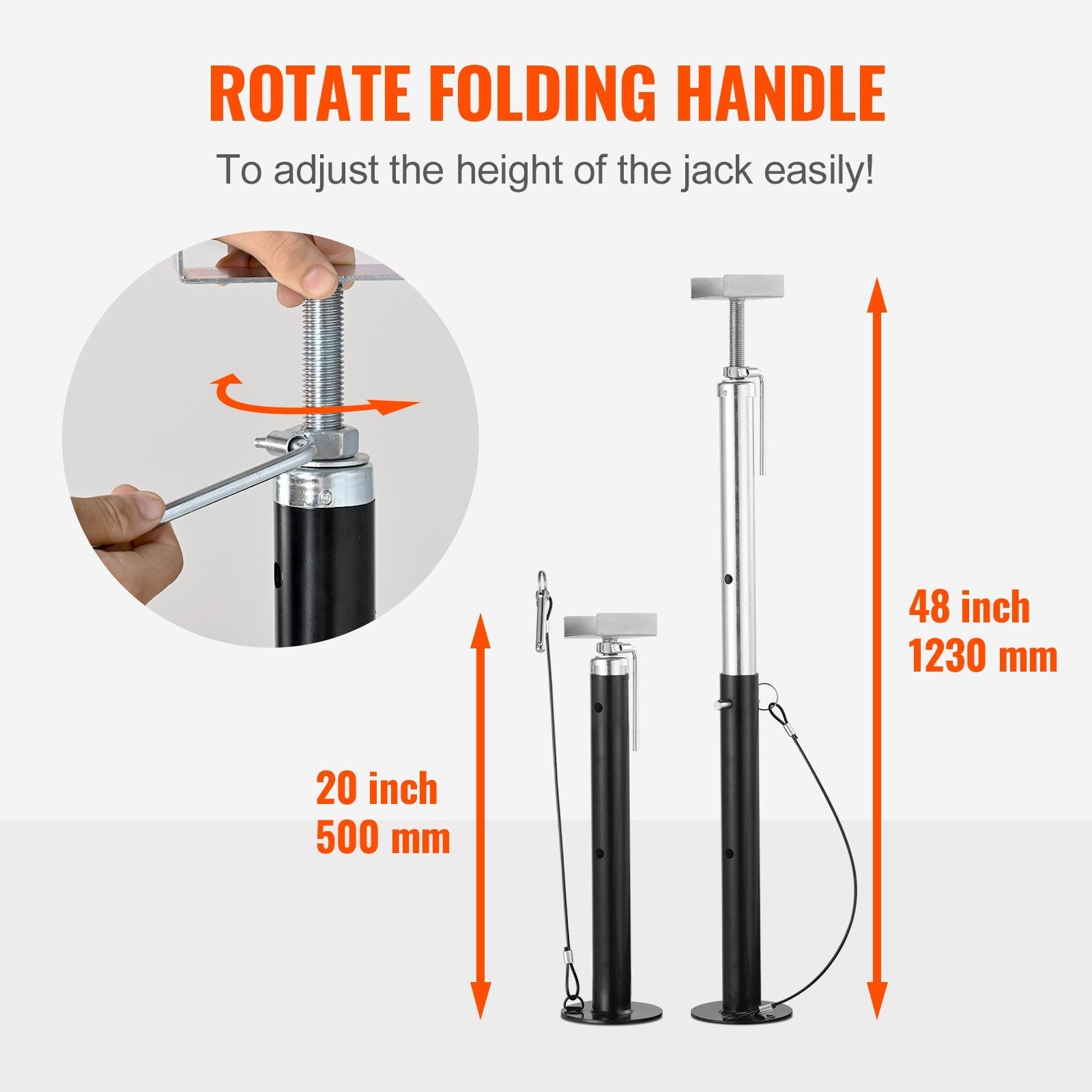 VEVOR RV Slide Out Support Jacks, 5000 lbs Capacity Each Slide Out Stabilizer, Adjusts from 20"-48" Camper Slide Out Support Jacks, Heavy-duty Slideout Stabilizers for RV, Camper and Travel Trailer 