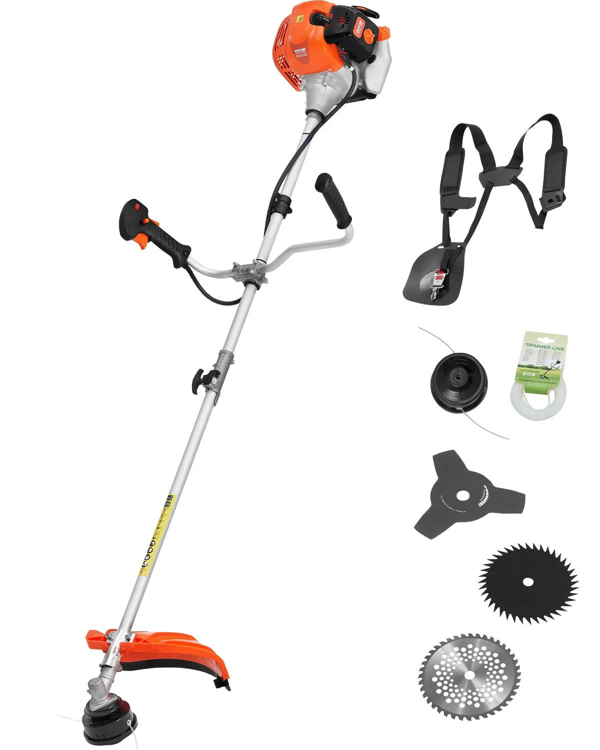VEVOR Cordless String Trimmer 16.9" 42.7CC 2-Stroke Gas Powered Grass Trimmer