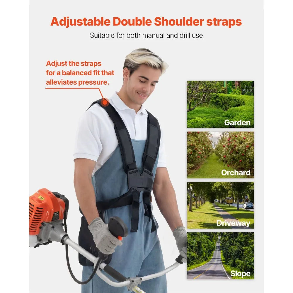 52cc Gas Powered String Trimmer & Brush Cutter with 17" Cutting Swath, 3T Steel Blade, Shoulder Strap & Nylon Trimmer Head