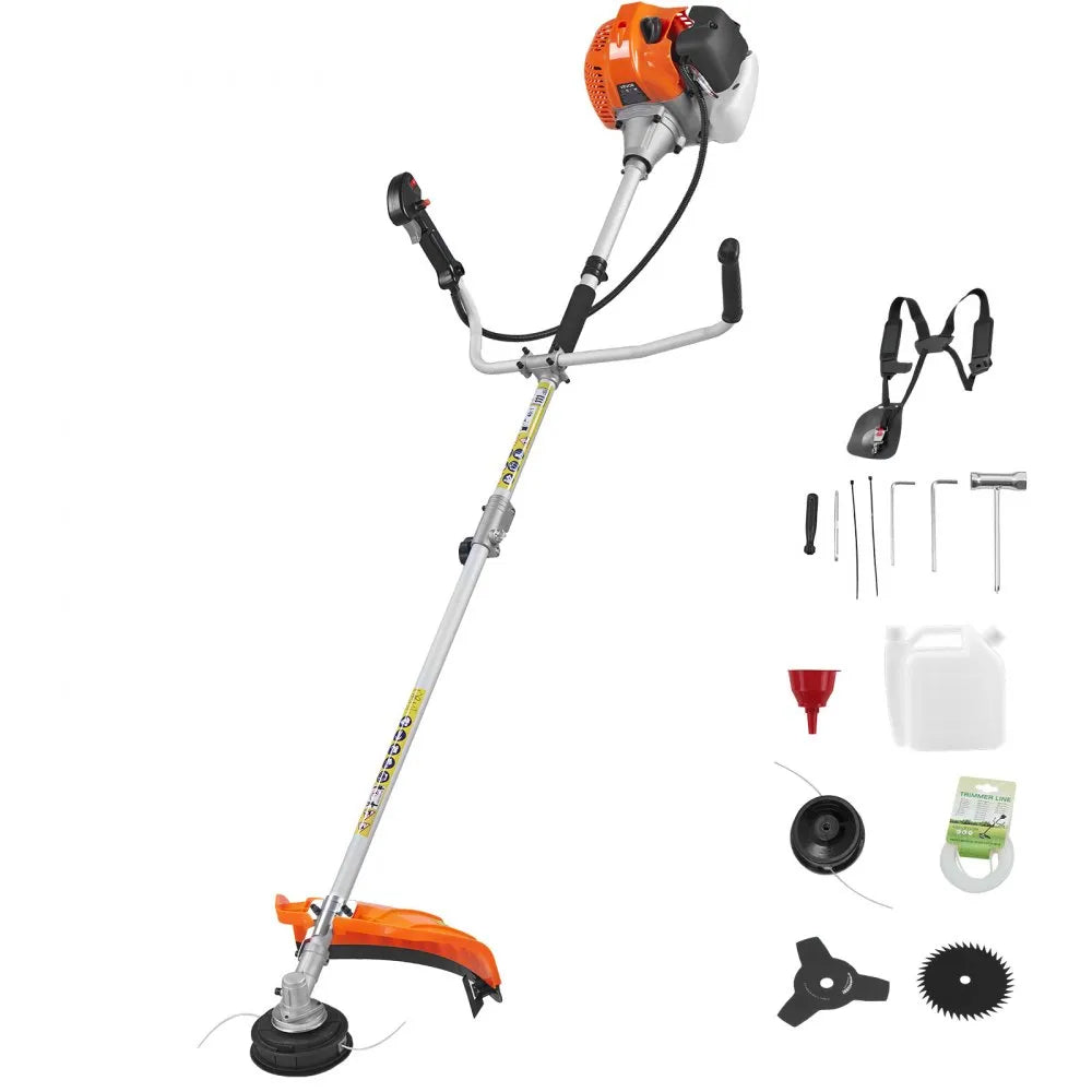 52cc Gas Powered String Trimmer & Brush Cutter with 17" Cutting Swath, 3T Steel Blade, Shoulder Strap & Nylon Trimmer Head