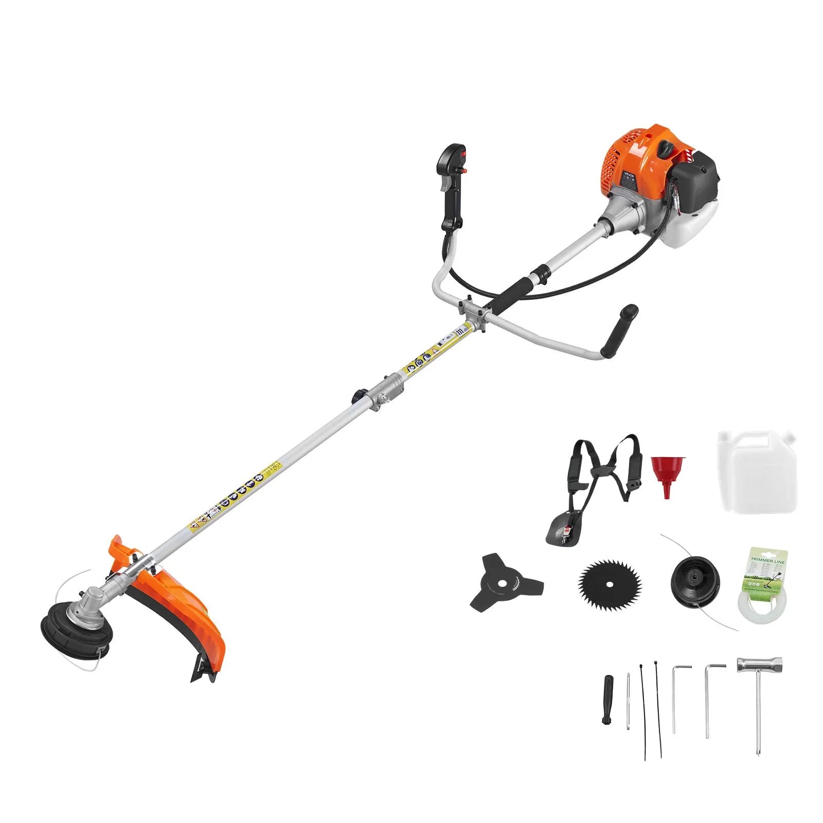52cc Gas Powered String Trimmer & Brush Cutter with 17" Cutting Swath, 3T Steel Blade, Shoulder Strap & Nylon Trimmer Head
