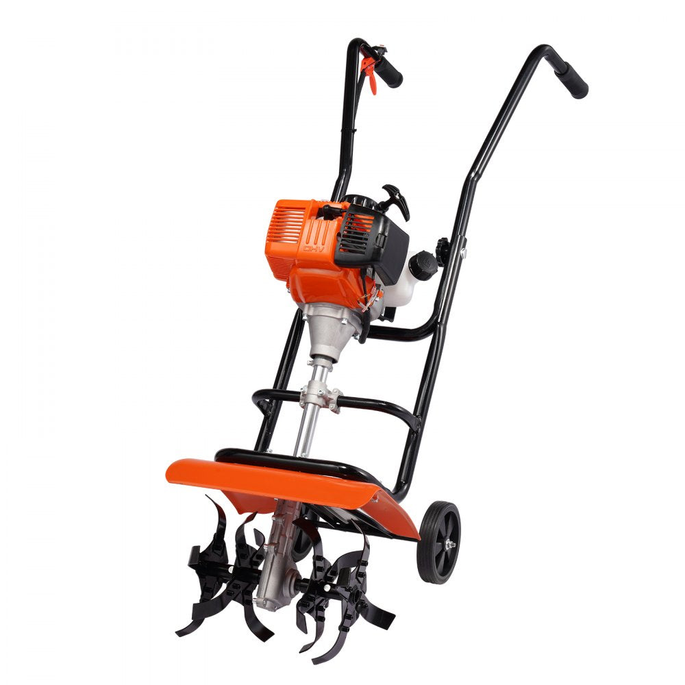 VEVOR Tiller Cultivator Gas Powered, 31CC 4-Stroke Garden Cultivator, Tiller with 4 Steel Adjustable Front Tines for Lawn, Garden and Field Soil Cultivation 