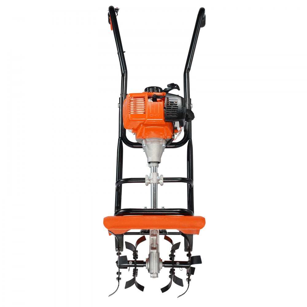 VEVOR Tiller Cultivator Gas Powered, 31CC 4-Stroke Garden Cultivator, Tiller with 4 Steel Adjustable Front Tines for Lawn, Garden and Field Soil Cultivation 