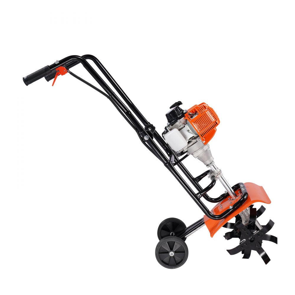 VEVOR Tiller Cultivator Gas Powered, 31CC 4-Stroke Garden Cultivator, Tiller with 4 Steel Adjustable Front Tines for Lawn, Garden and Field Soil Cultivation 