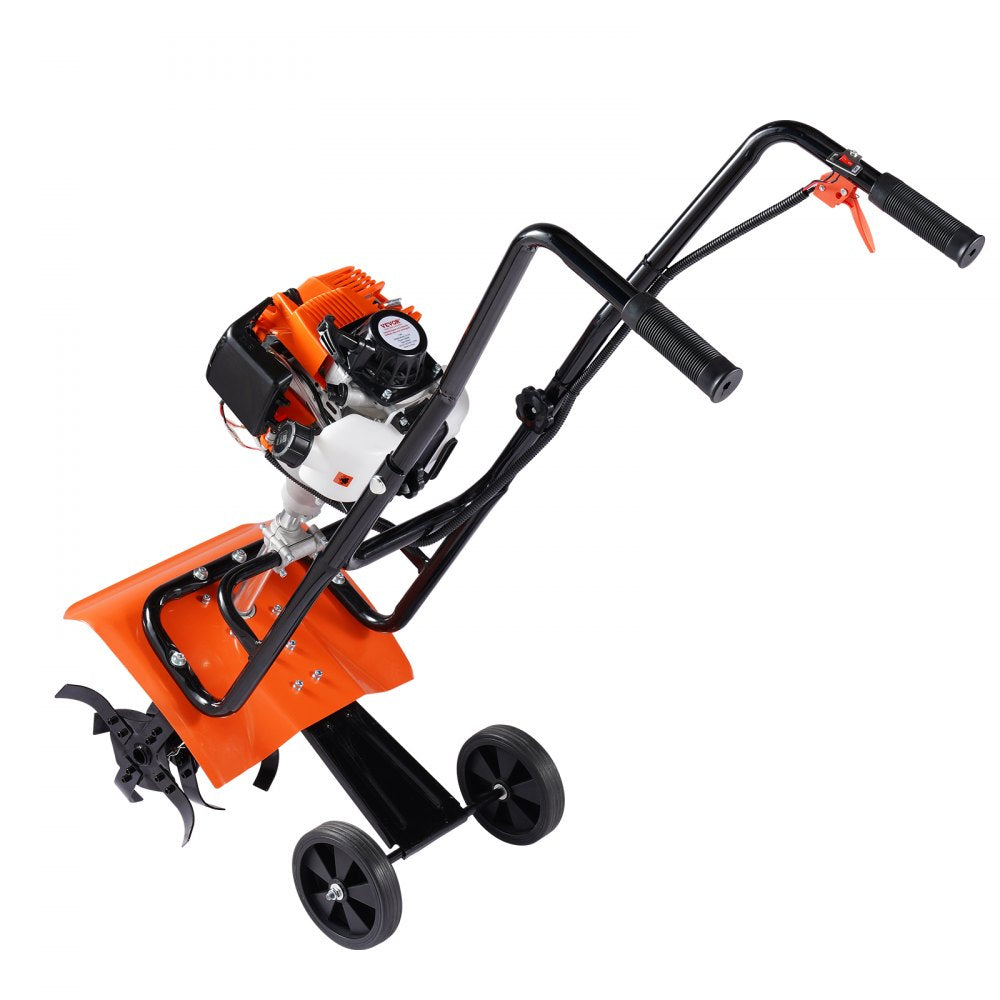 VEVOR Tiller Cultivator Gas Powered, 31CC 4-Stroke Garden Cultivator, Tiller with 4 Steel Adjustable Front Tines for Lawn, Garden and Field Soil Cultivation 