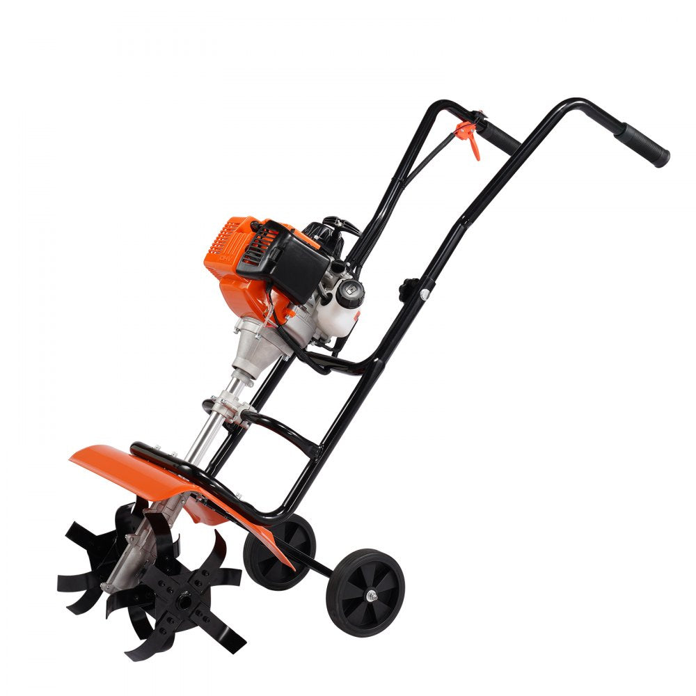 VEVOR Tiller Cultivator Gas Powered, 31CC 4-Stroke Garden Cultivator, Tiller with 4 Steel Adjustable Front Tines for Lawn, Garden and Field Soil Cultivation 