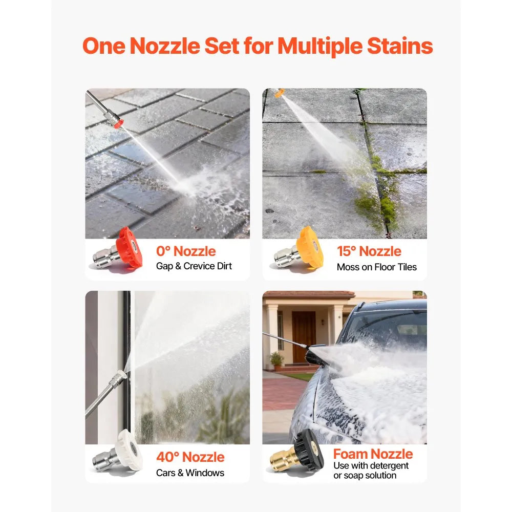 VEVOR Gas Pressure Washer 2900 PSI, 1.85 GPM, Aluminum Pump, 4 Nozzles, 26.3 ft Hose