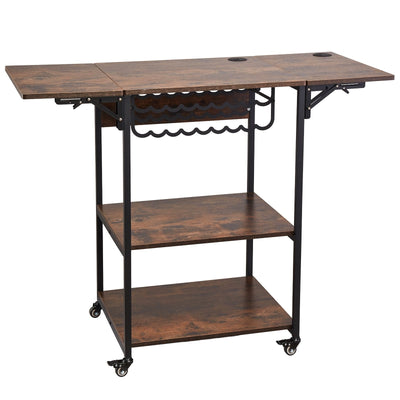 VEVOR Heat Press Table 3Tier Movable Heat Press Stand Foldable with Wheels Brown 