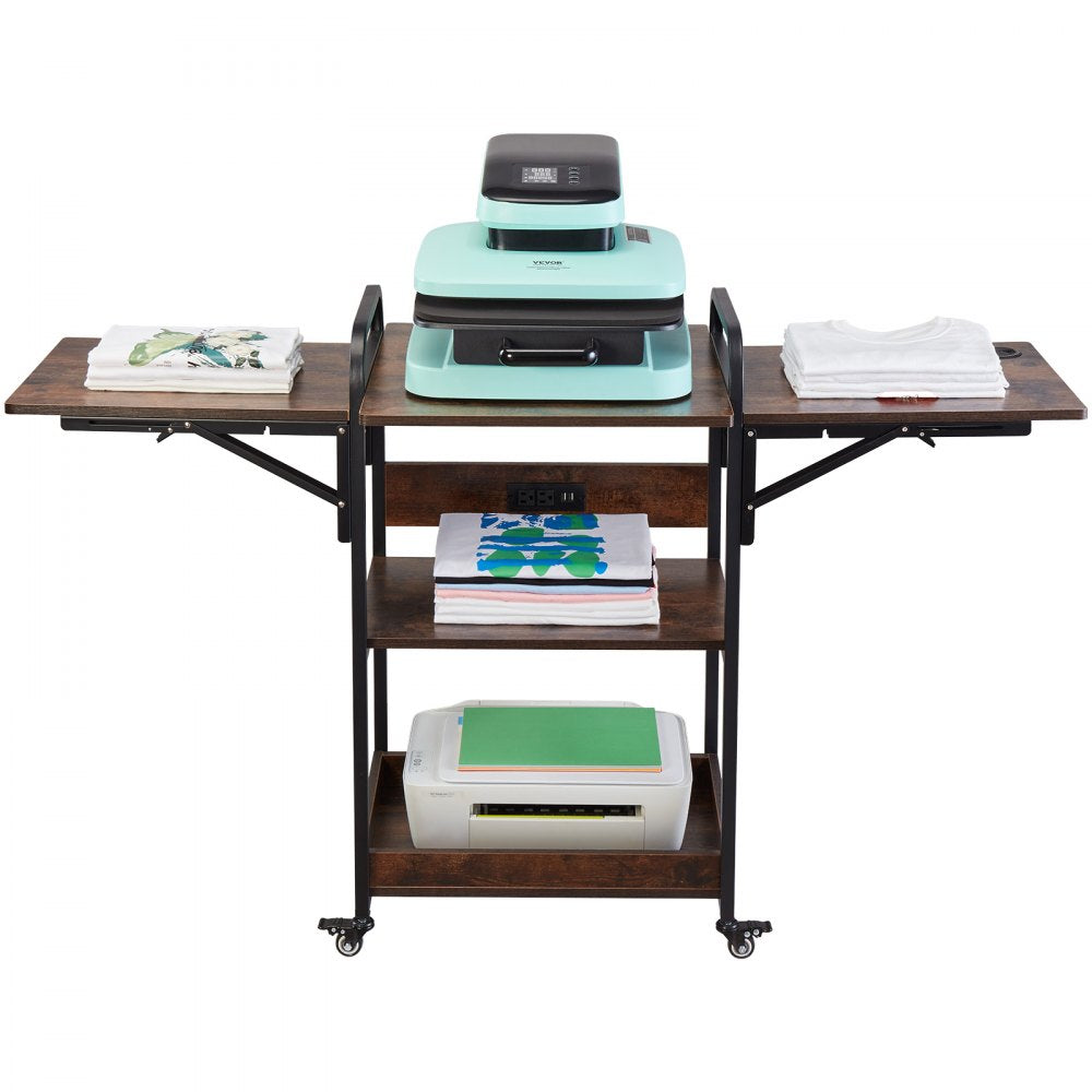 VEVOR Heat Press Table with Charging Station 3 Tier Movable Heat Press Stand 