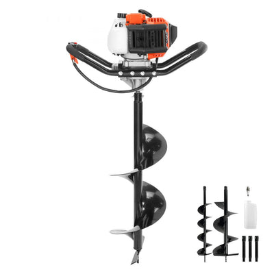 VEVOR Post Hole Digger, 52cc 1450W Auger Post Hole digger, Gas Powered Earth Digger with Two Earth Auger Drill Bit 6" & 10" and 3 Extension Rods, for Farmland, Garden and Plant, EPA certification 