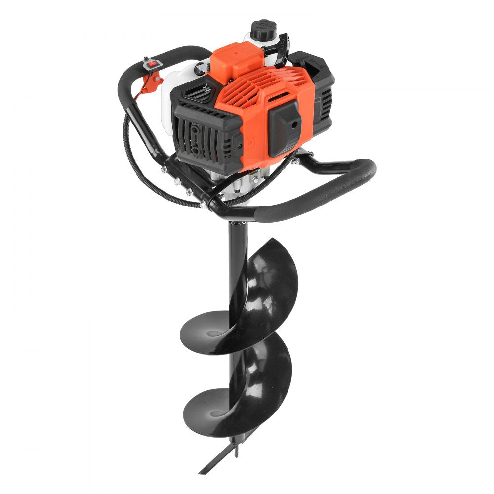 VEVOR Post Hole Digger, 52cc 1450W Auger Post Hole digger, Gas Powered Earth Digger with Two Earth Auger Drill Bit 6" & 10" and 3 Extension Rods, for Farmland, Garden and Plant, EPA certification 
