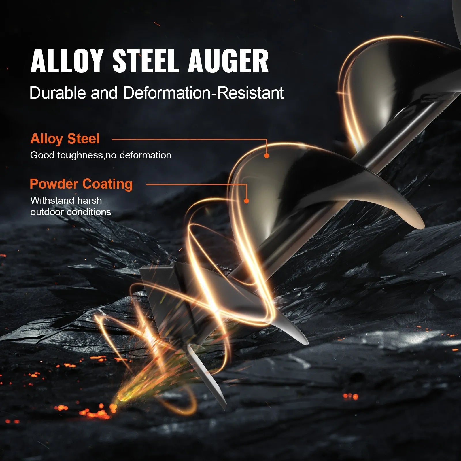 VEVOR Post Hole Digger Gas Powered, 63CC 2400W Earth Auger, Gas Auger with 8” Auger Drill Action Design Bits & 1 Extension Rod, Post Fence Hole Digger for Farmland Garden Plant, Orange+Black 