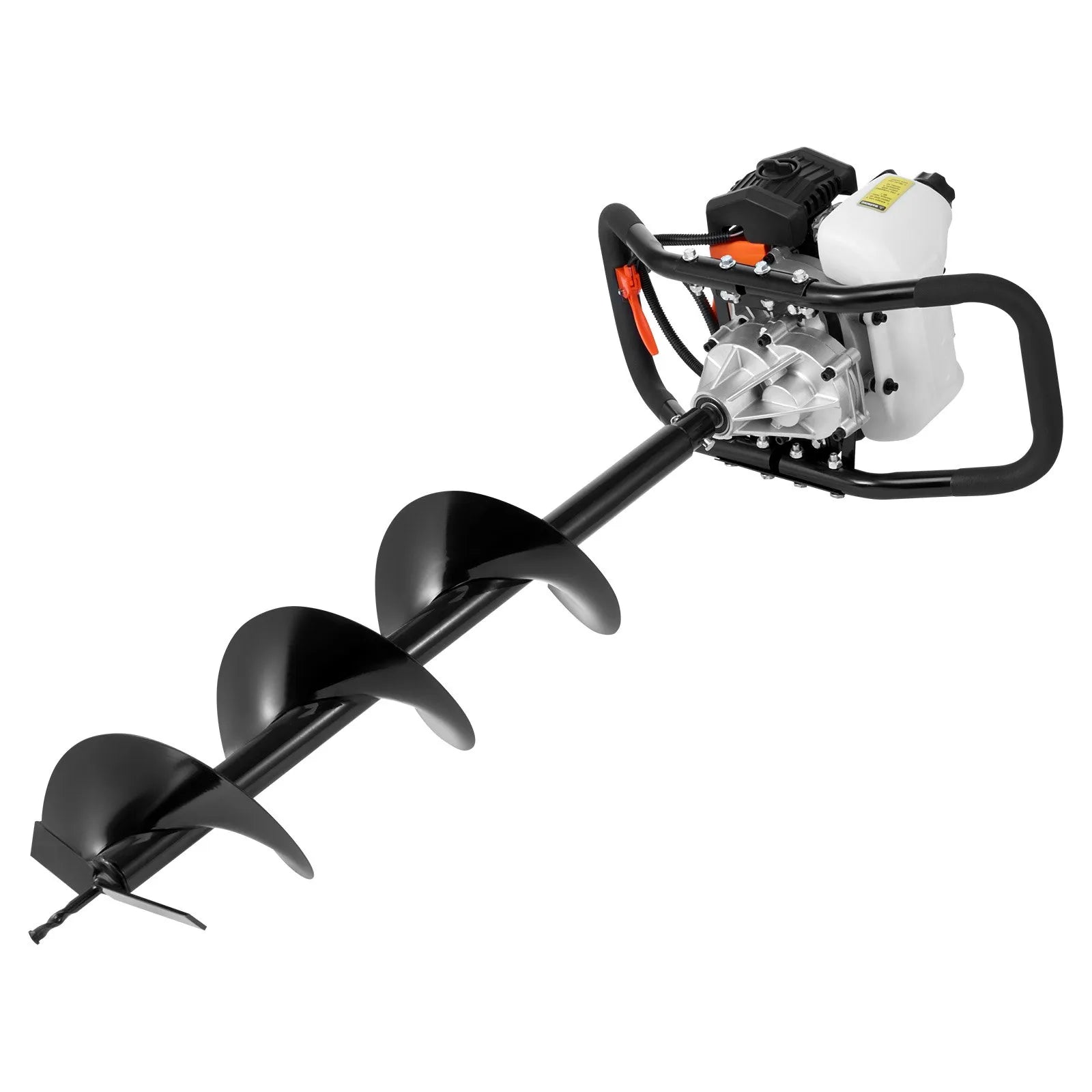 VEVOR Post Hole Digger Gas Powered, 63CC 2400W Earth Auger, Gas Auger with 8” Auger Drill Action Design Bits & 1 Extension Rod, Post Fence Hole Digger for Farmland Garden Plant, Orange+Black 