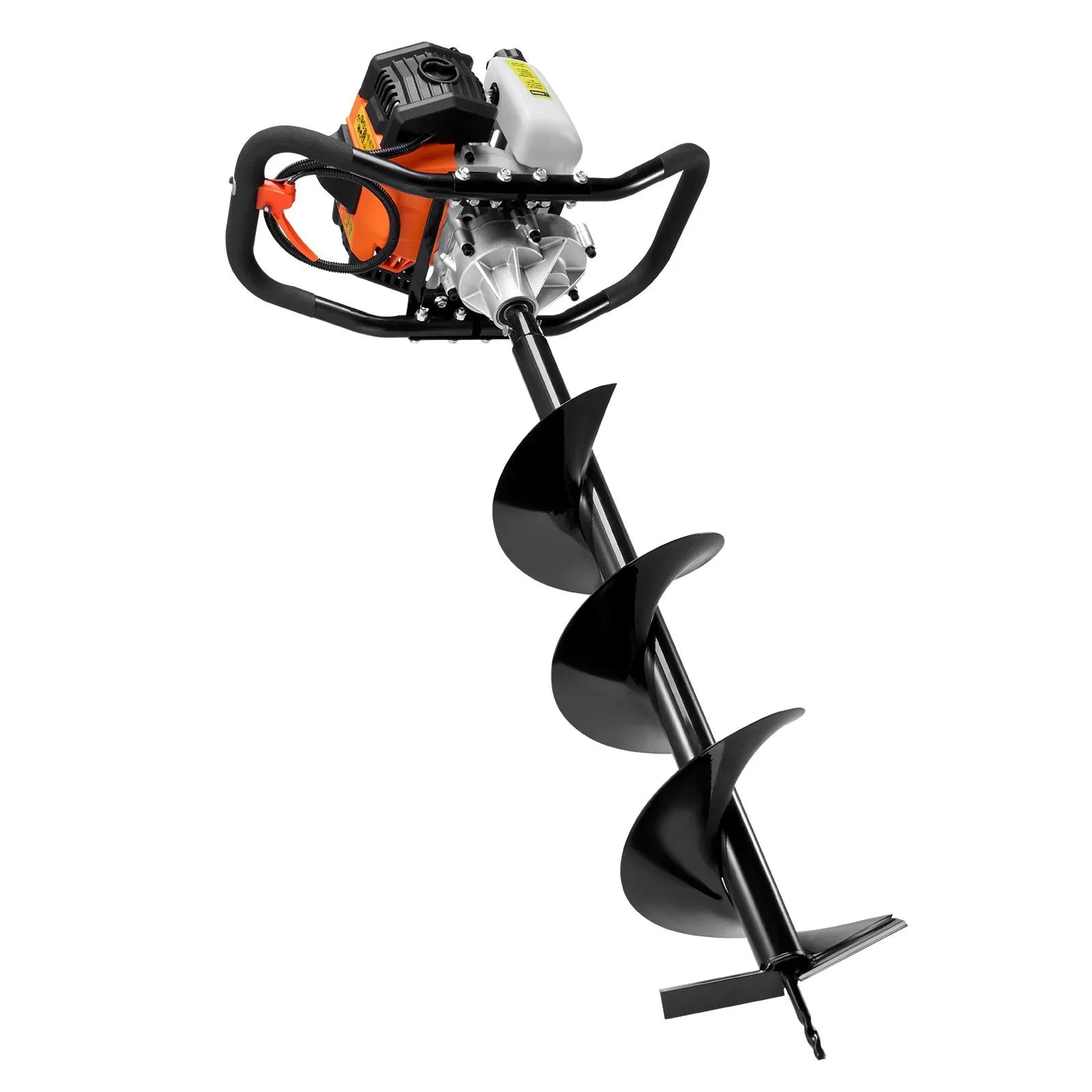 VEVOR Post Hole Digger Gas Powered, 63CC 2400W Earth Auger, Gas Auger with 8” Auger Drill Action Design Bits & 1 Extension Rod, Post Fence Hole Digger for Farmland Garden Plant, Orange+Black 