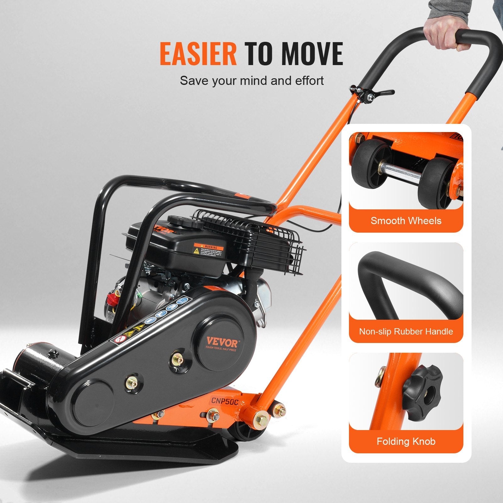 VEVOR Plate Compactor, 2.8 HP 78.5CC Gas Engine 5,250 VPM, 1,920 lbs Force Vibratory Compaction Tamper with 18.7 x 11.8 inch Plate for Walkways, Patios, Asphalts, Paver Landscaping 