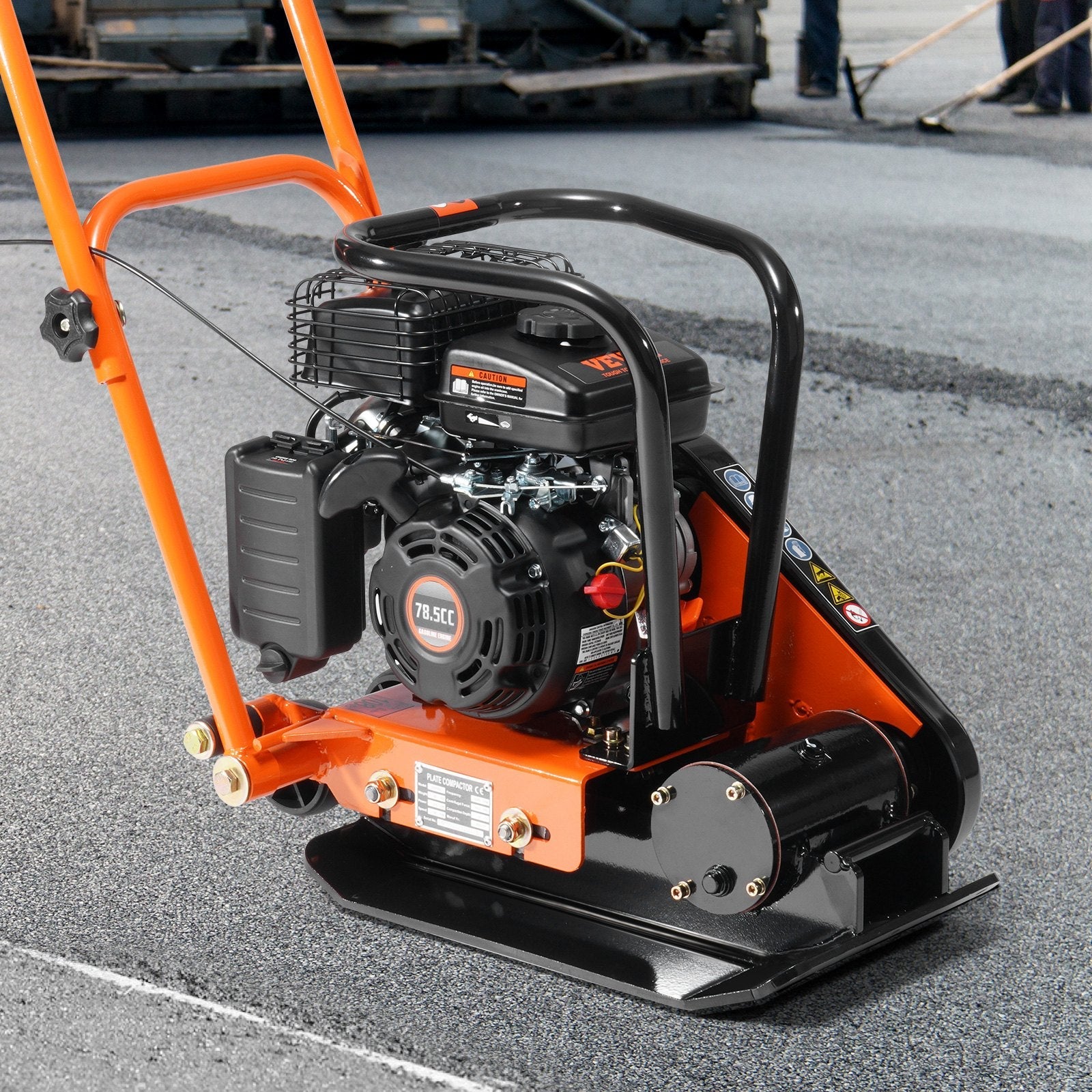 VEVOR Plate Compactor, 2.8 HP 78.5CC Gas Engine 5,250 VPM, 1,920 lbs Force Vibratory Compaction Tamper with 18.7 x 11.8 inch Plate for Walkways, Patios, Asphalts, Paver Landscaping 