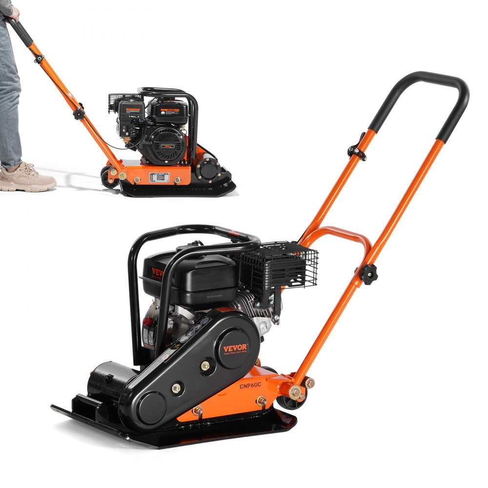 VEVOR Plate Compactor, 6.5 HP 196CC Gas Engine 5,600 VPM, 4,200 lbs Force Vibratory Compaction Tamper with 22.1 x 15.9 in Plate for Walkways, Patios, Asphalts, Paver Landscaping, EPA & CARB Compliant 