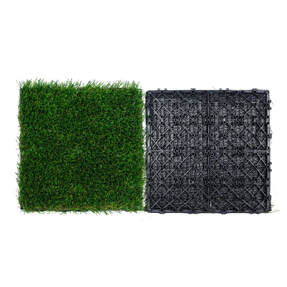 VEVOR Artifical Grass Tiles Interlocking Turf Deck Set, 18 Pack - 12"x12", Synthetic Fake Grass Self-draining Mat Flooring Decor Pad, Perfect For Multi-Purpose Indoor Outdoor Entryway Scraper Dog Mats 