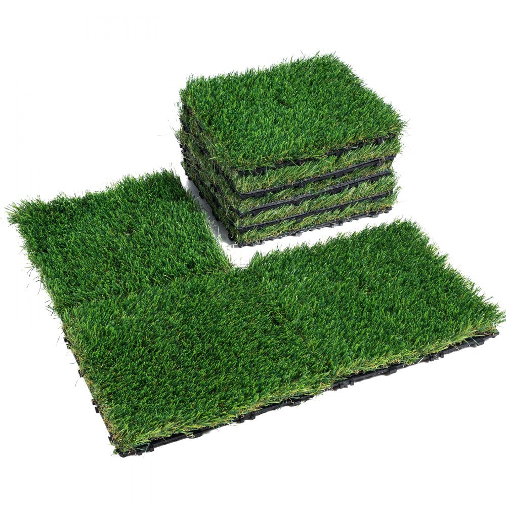 VEVOR Artifical Grass Tiles Interlocking Turf Deck Set, 18 Pack - 12"x12", Synthetic Fake Grass Self-draining Mat Flooring Decor Pad, Perfect For Multi-Purpose Indoor Outdoor Entryway Scraper Dog Mats 