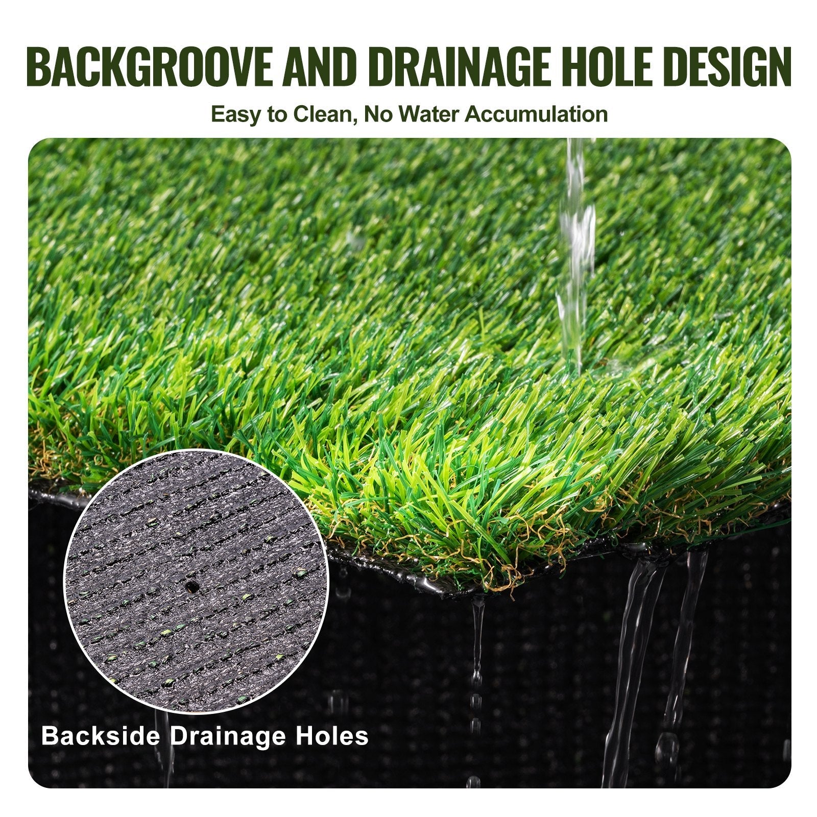 VEVOR Artifical Grass, 3 x 5 ft Rug Green Turf, 1.38" Fake Door Mat Outdoor Patio Lawn Decoration, Easy to Clean with Drainage Holes, Perfect For Multi-Purpose Home Indoor Entryway Scraper Dog Mats 