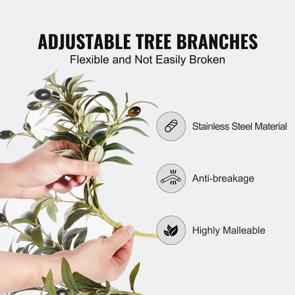 VEVOR Artificial Olive Tree, 5 FT Tall Faux Plant, Secure PE Material & Anti-Tip Tilt Protection Low-Maintenance Plant, Lifelike Green Fake Potted Tree for Home Office Warehouse Decor Indoor Outdoor 