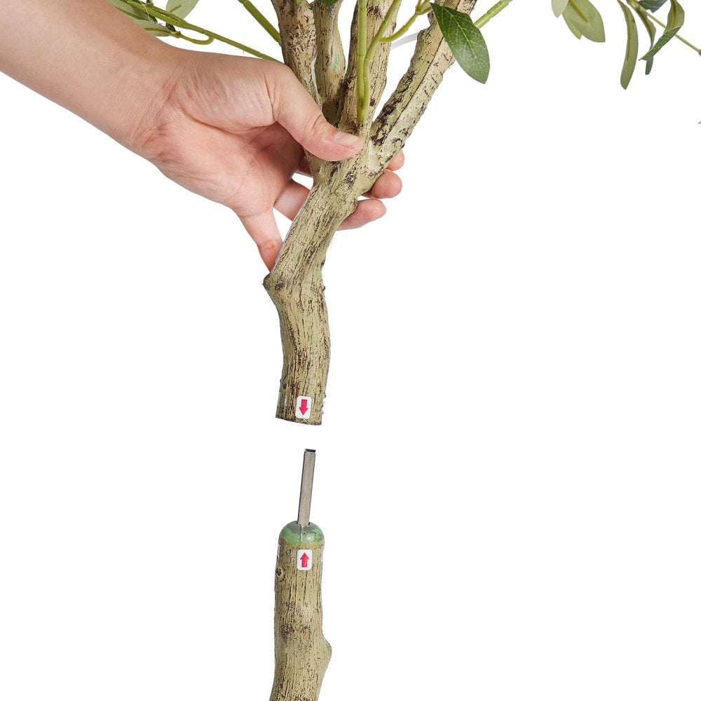 VEVOR Artificial Olive Tree, 5 FT Tall Faux Plant, Secure PE Material & Anti-Tip Tilt Protection Low-Maintenance Plant, Lifelike Green Fake Potted Tree for Home Office Warehouse Decor Indoor Outdoor 