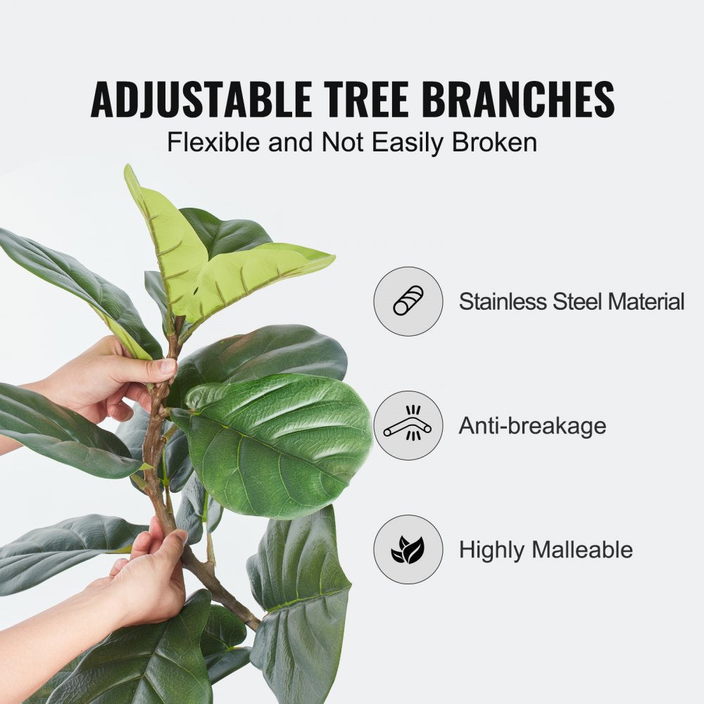 VEVOR Artificial Harp Tree, 5 FT Tall Faux Tulip Plant, PE Material & Anti-Tip Tilt Protection Low-Maintenance Plant, Lifelike Green Fake Potted Tree for Home Office Warehouse Decor Indoor Outdoor 