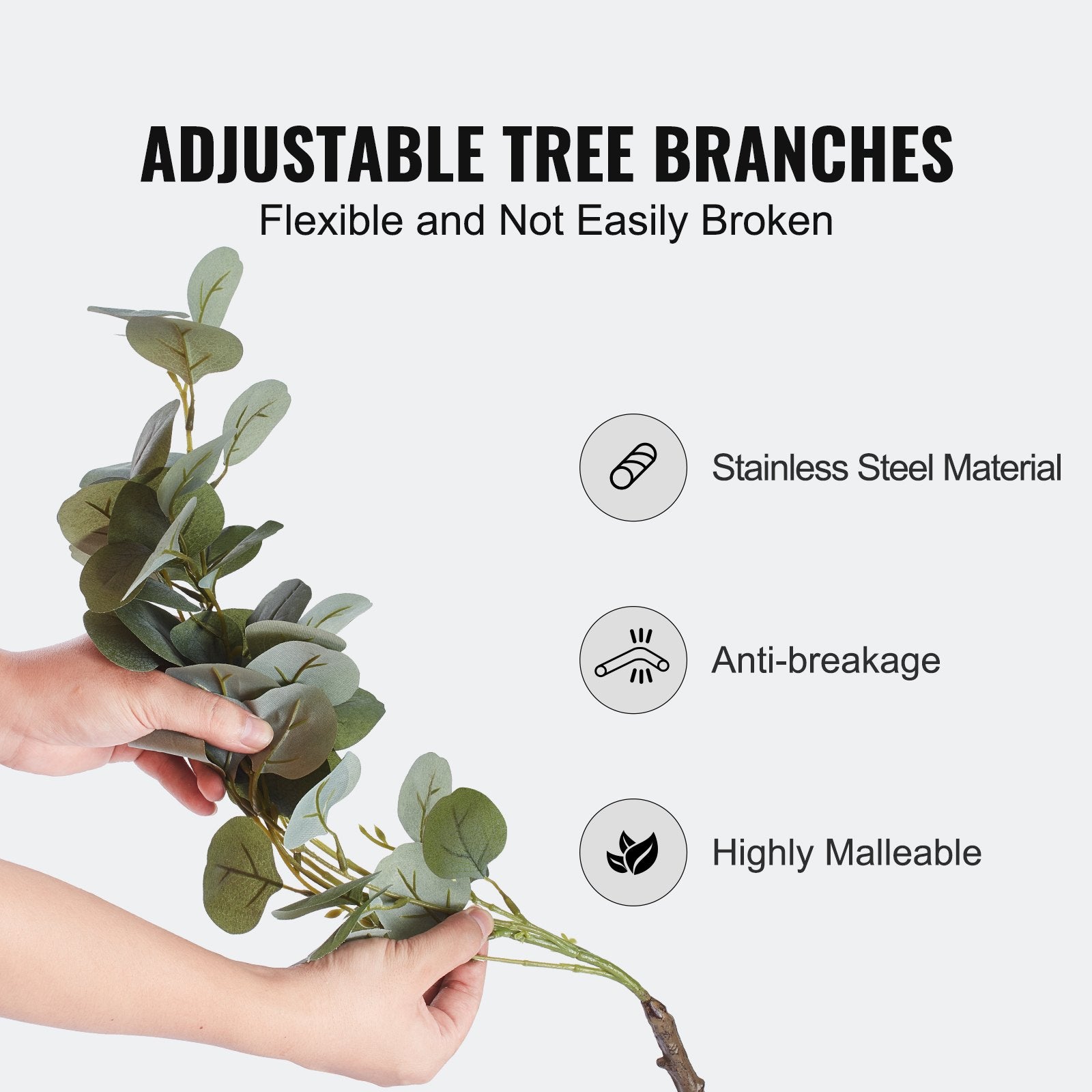 VEVOR Artificial Eucalyptus Tree, 6 FT Tall Faux Plant, Secure PE Material & Anti-Tip Tilt Protection Low-Maintenance Plant, Lifelike Green Fake Potted Tree for Home Office Decor Indoor Outdoor 