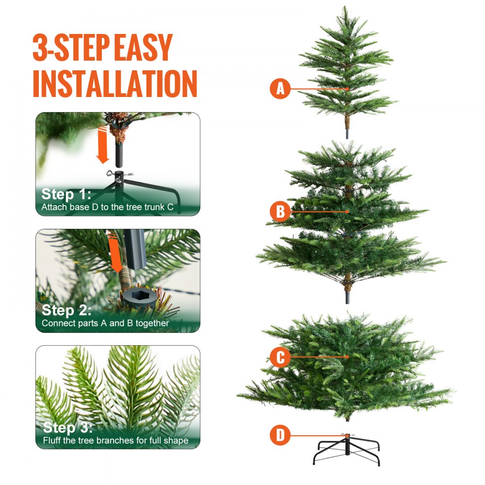 VEVOR Christmas Tree 6.5ft Prelit Artificial Tree with 350 White LEDs 900 Tips 