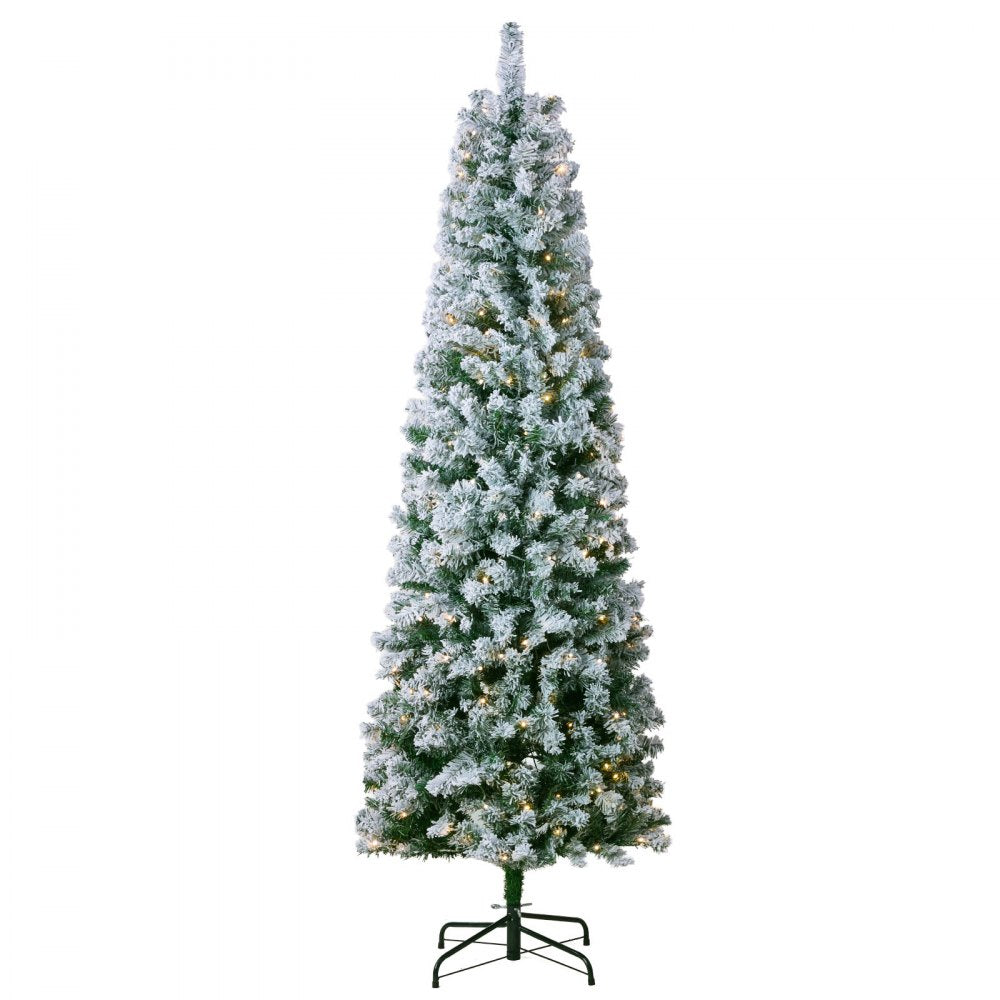 VEVOR Christmas Tree 6.5ft Prelit Flocked Xmas Tree with 250 LED Lights 814 Tips 