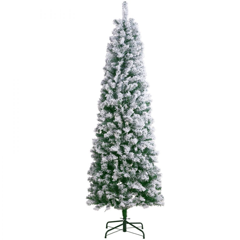 VEVOR Christmas Tree 6.5ft Prelit Flocked Xmas Tree with 250 LED Lights 814 Tips 