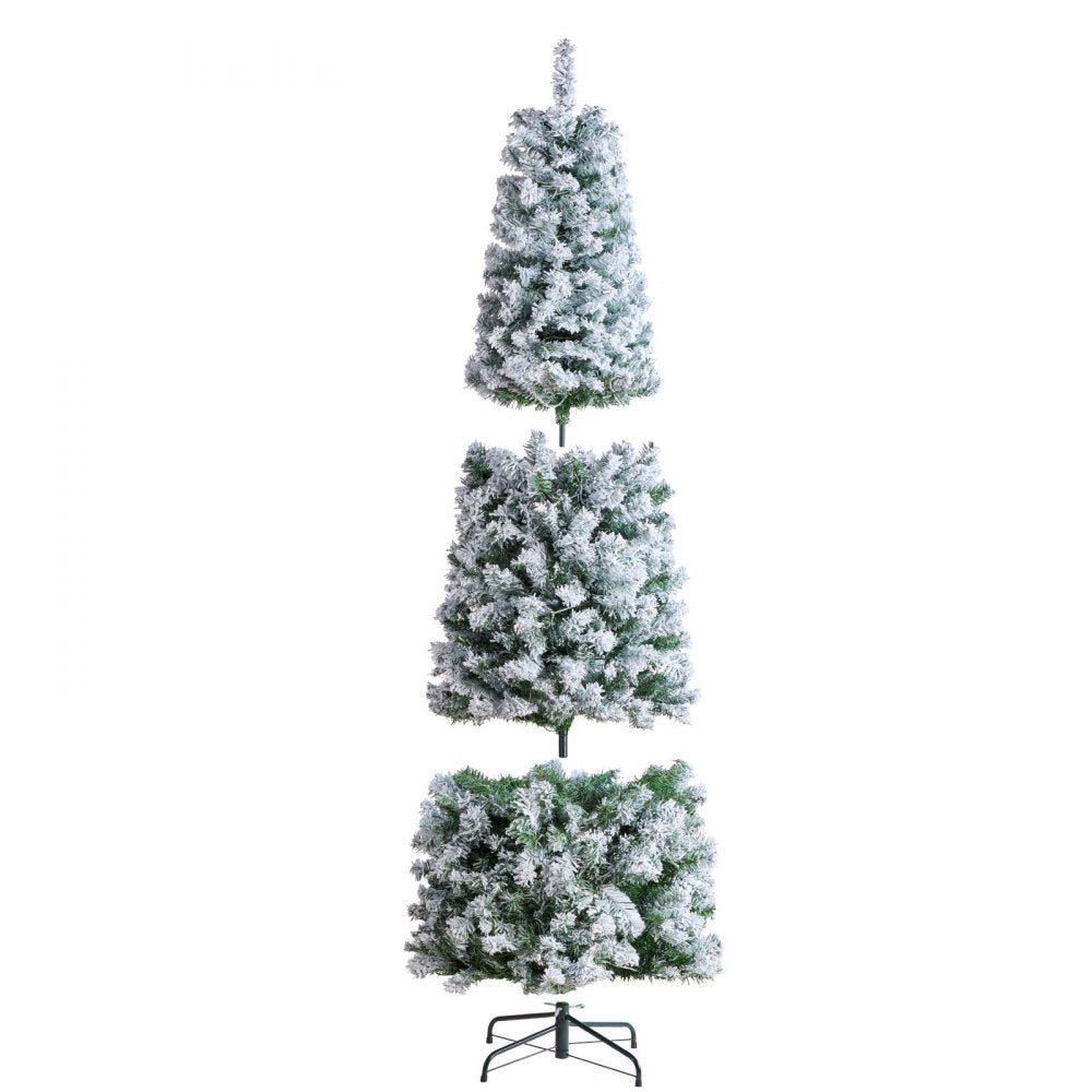 VEVOR Christmas Tree 6.5ft Prelit Flocked Xmas Tree with 250 LED Lights 814 Tips 